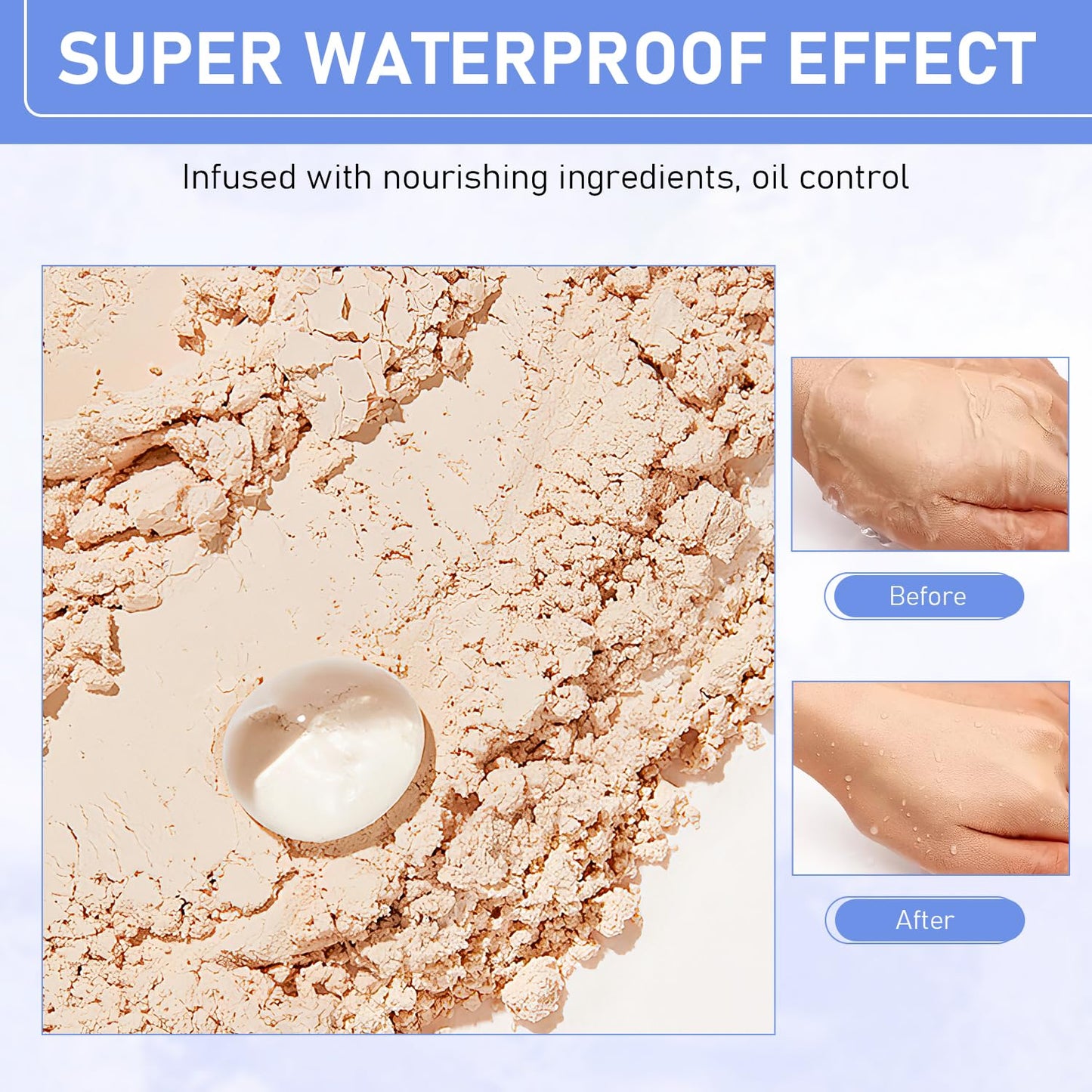 Maycheer Face Powder -Lasting Waterproof Face Powder-Maycheer Setting Powder Oil Absorbing Compact for Face, Lasting Waterproof Pressed Powder Compact (03# DARK COMPLEXION)
