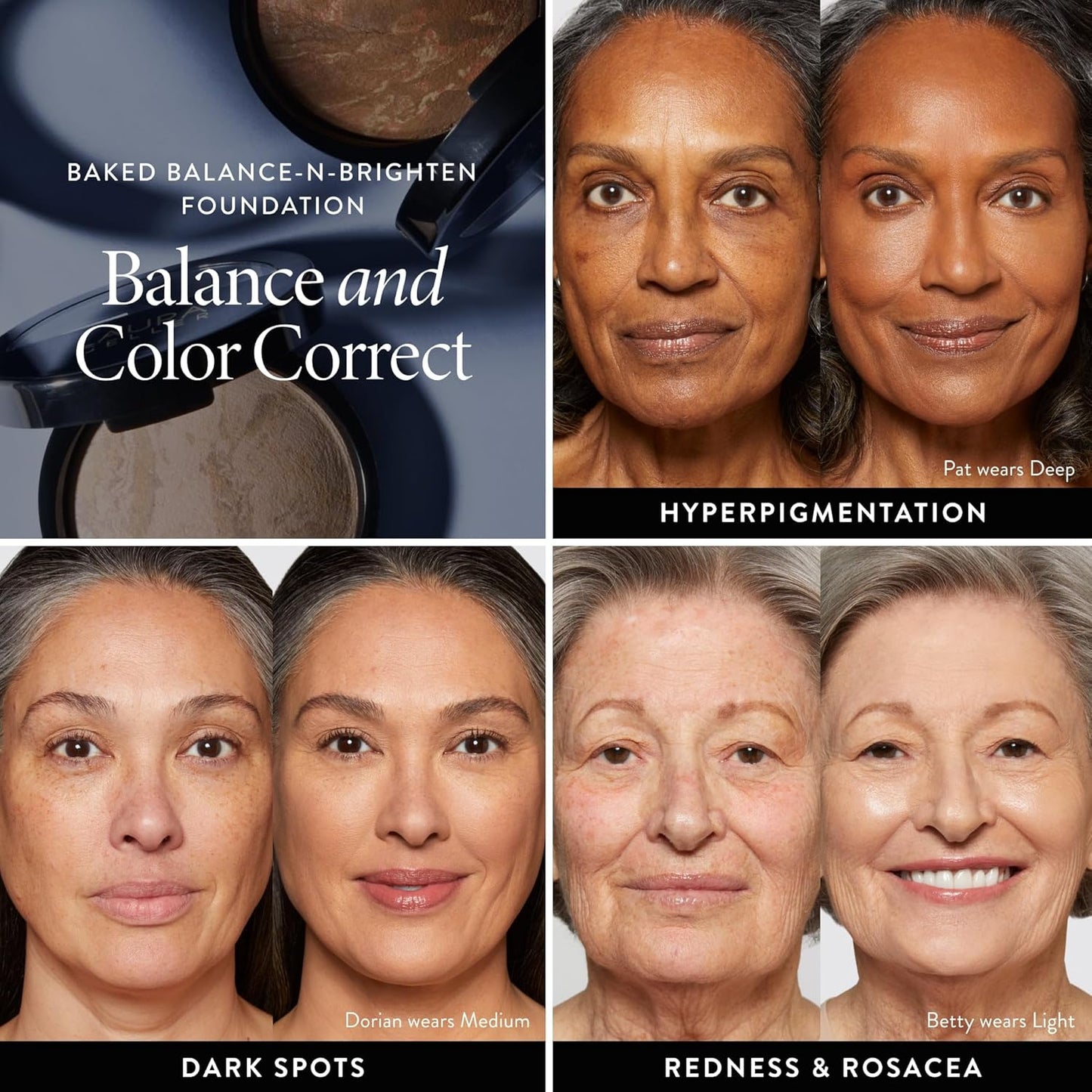 LAURA GELLER NEW YORK Award-Winning Baked Balance-n-Brighten Color Correcting Powder Foundation - Light - Buildable Light to Medium Coverage - Demi-Matte Natural Finish