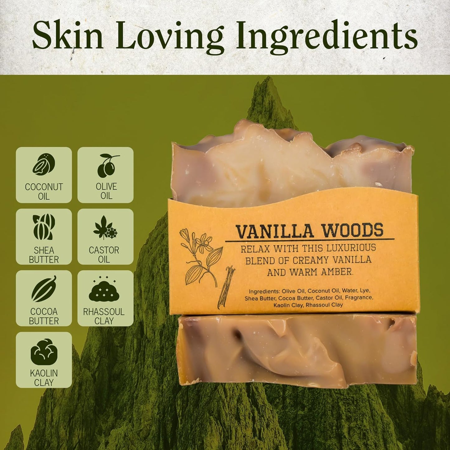 CompassSoap Vanilla Woods | Natural Bar Soap for women | Best Bath Soap Bars for Women with Minimalist & Gentle Lather | Paraben & Phthalate Free Body Soap Bars for Women | 5 oz. Pack of 2