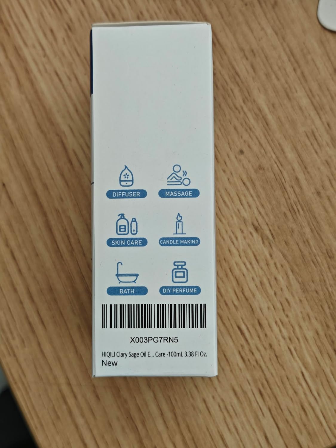 HIQILI Clary Sage Oil Essential, Herbal Sooth Aroma in Diffuse, Meditation, Calming Sleep at Bedtime, Body Massage, Moisturize Skin, DIY Deodorant Spray - 100ML