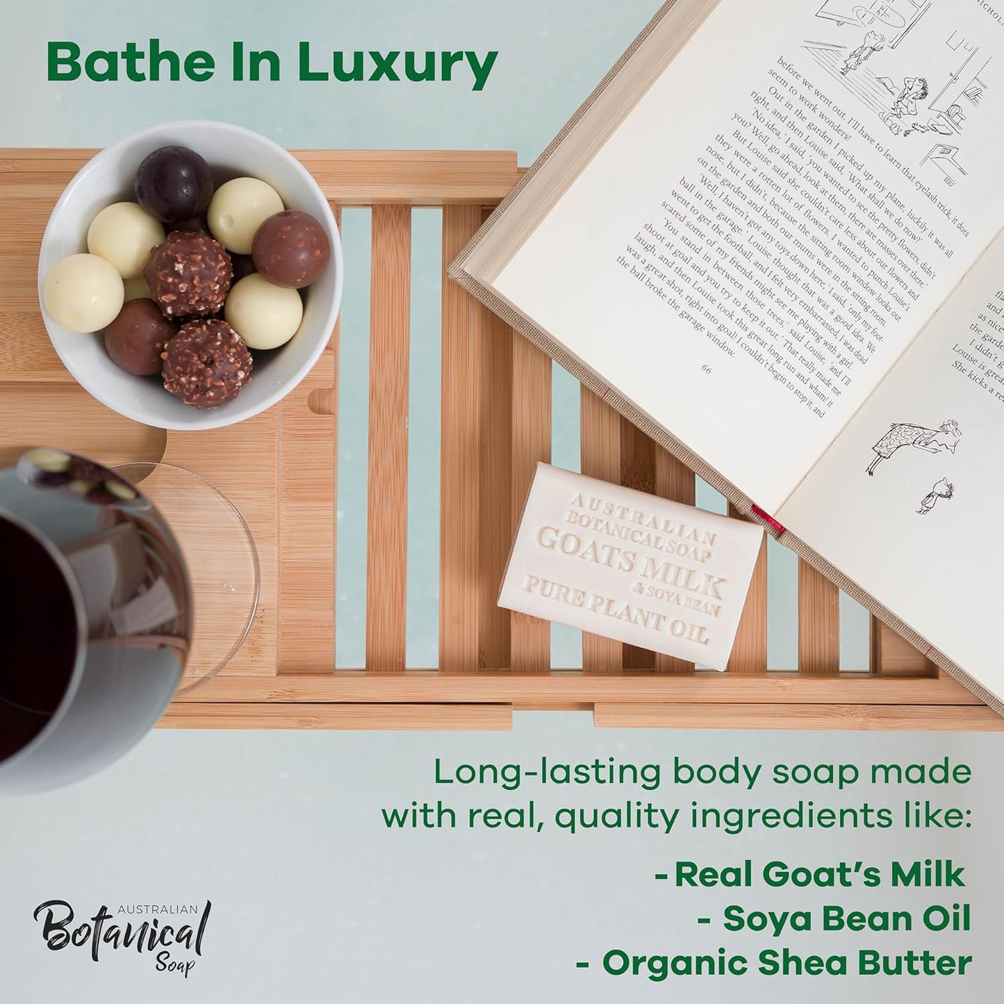 Australian Botanical Goats Milk Soap with Soya Bean 6.6 OZ Luxury Soap Bars Enriched Shea Butter, Luxury Face, Hand and Body Bars Suitable for All Skin Types, Pack of 4