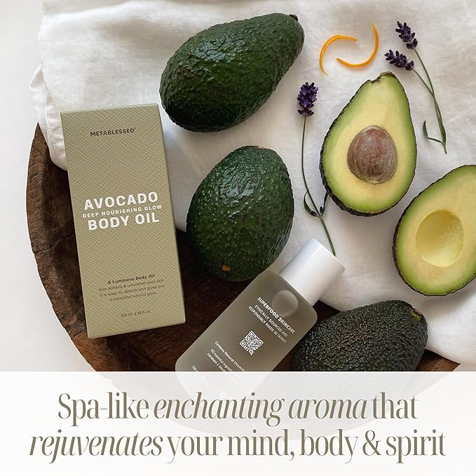 Avocado Dry Body Oil - Deep Nourishing Glow, Fast Absorbing & Non-Greasy Body Moisturizer. Luxurious Soothing Aromatherapy. Sensitive Skin Safe, Clean Beauty 3.38 fl. oz