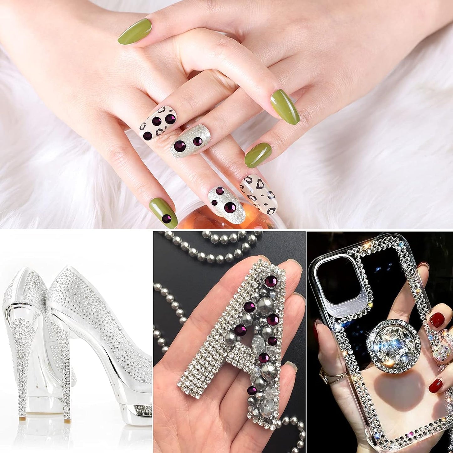 3456pcs Flatback Rhinestones Glass Charms Diamantes Gems Stones for Nail Art 6 Size ss4~ss12 Amethyst