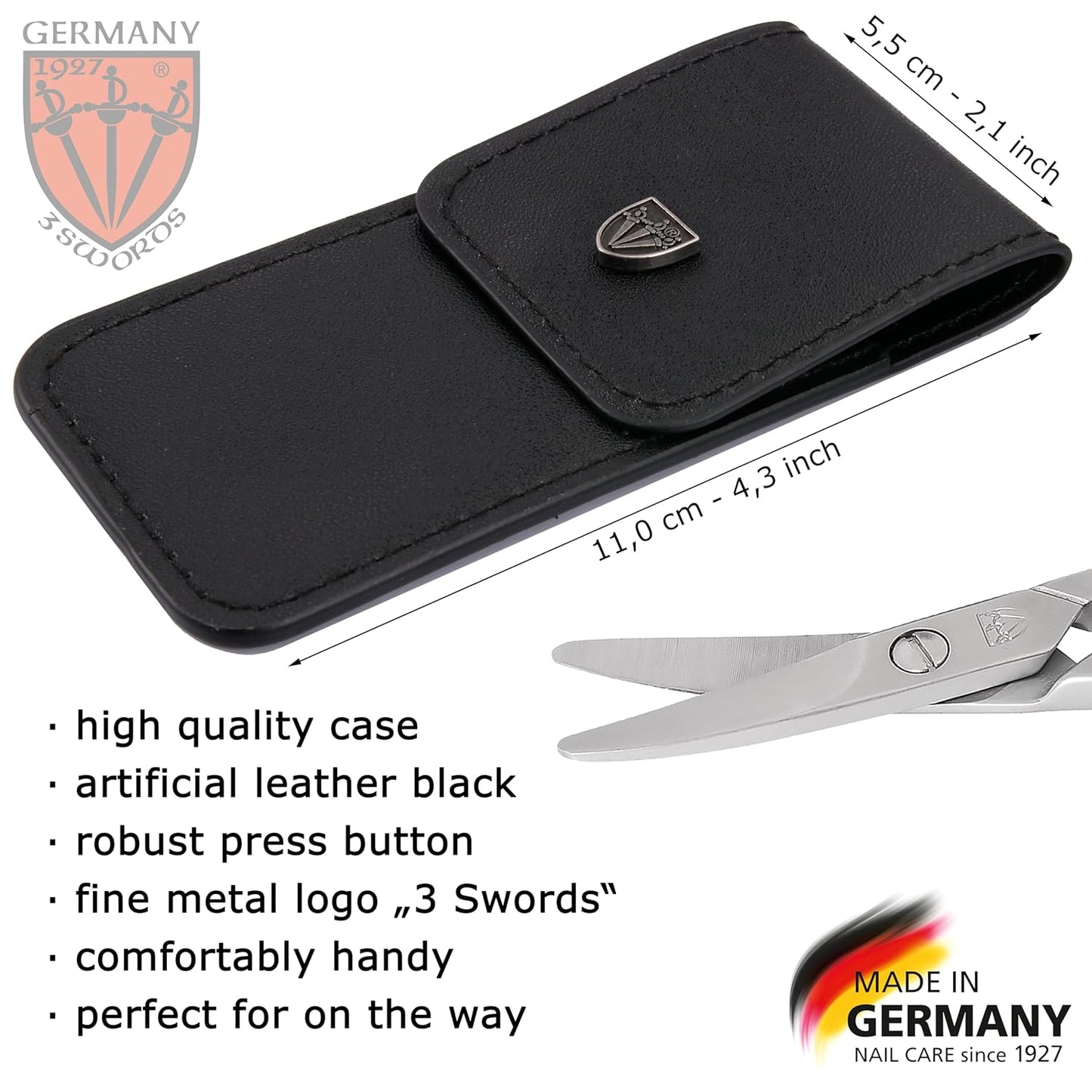 3 Swords Germany - brand quality STAINLESS STEEL INOX CURVED NAIL SCISSORS (1 PIECE) with round tips for DIABETICS - manicure pedicure - nail care by 3 Swords - Made in Germany