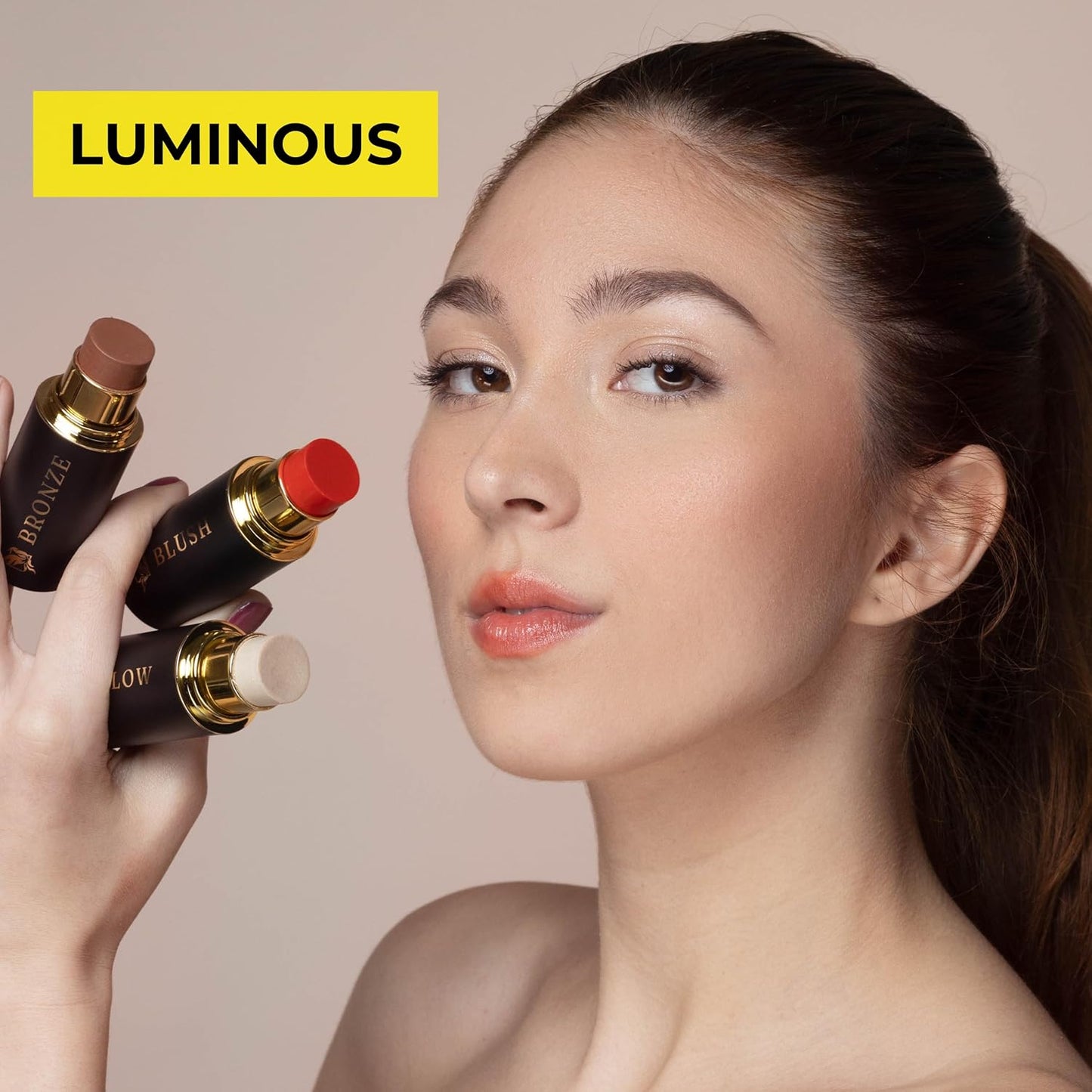 Cream Contour Stick Set – Blush, Bronzer & Highlighter Trio | Hydrating, Buildable, High-Pigment Makeup with Shea Butter & Vitamin E | Phoenix Beauty Gift Set (Luminous)