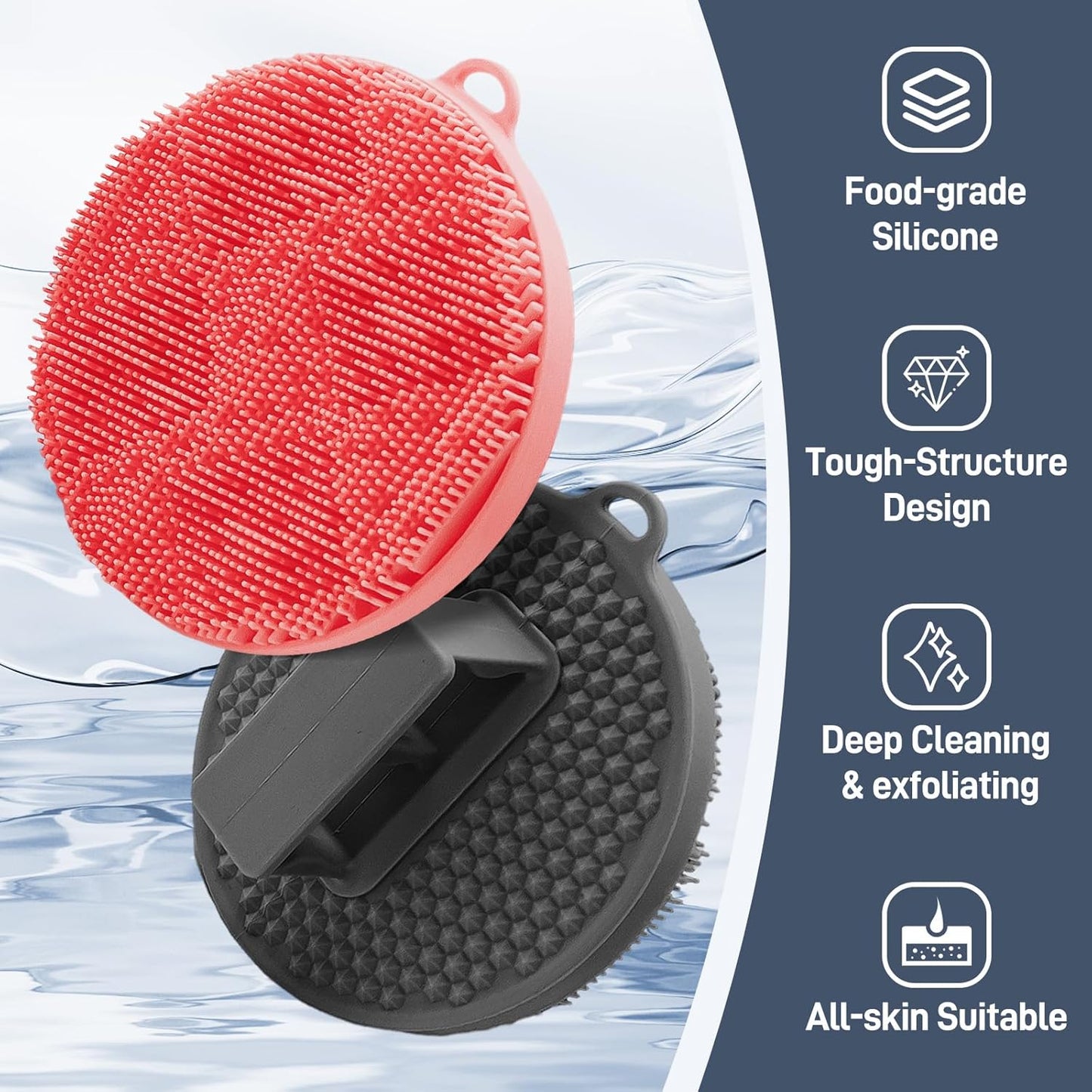 New Foot Brush & Silicone Body Scrubber Set(2PCS), 3-in-1 Foot Scrubber with Extra-Long Handle, 10.2’’-27.5’’Adjustable Feet Scrub Brush and Silicone Loofah, Gift-Box Packed(Pink+Loofah)