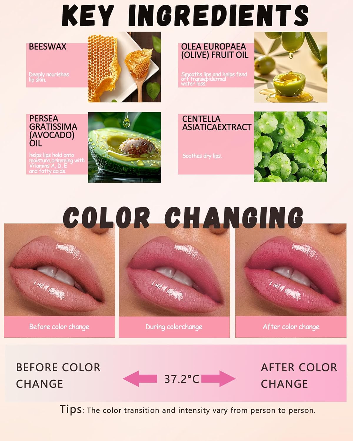 PH Color Changing Lipstick, Waterproof Temperature Color Change Lip Balm, Multi-Use Lip and Cheek Tinted Lip Gloss, Long-Lasting Hydrating Moisturizing Lip Tint, Festival Makeup Gift for Women-02 Red