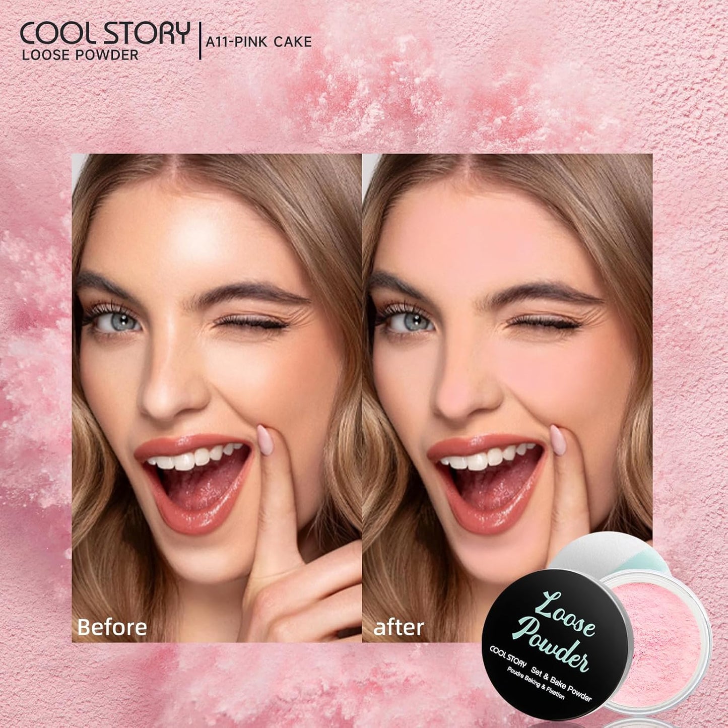 Loose Setting Powder, Bake Makeup Powder Full Coverage Matte Finish (Cakea, 6g/O.21oz)