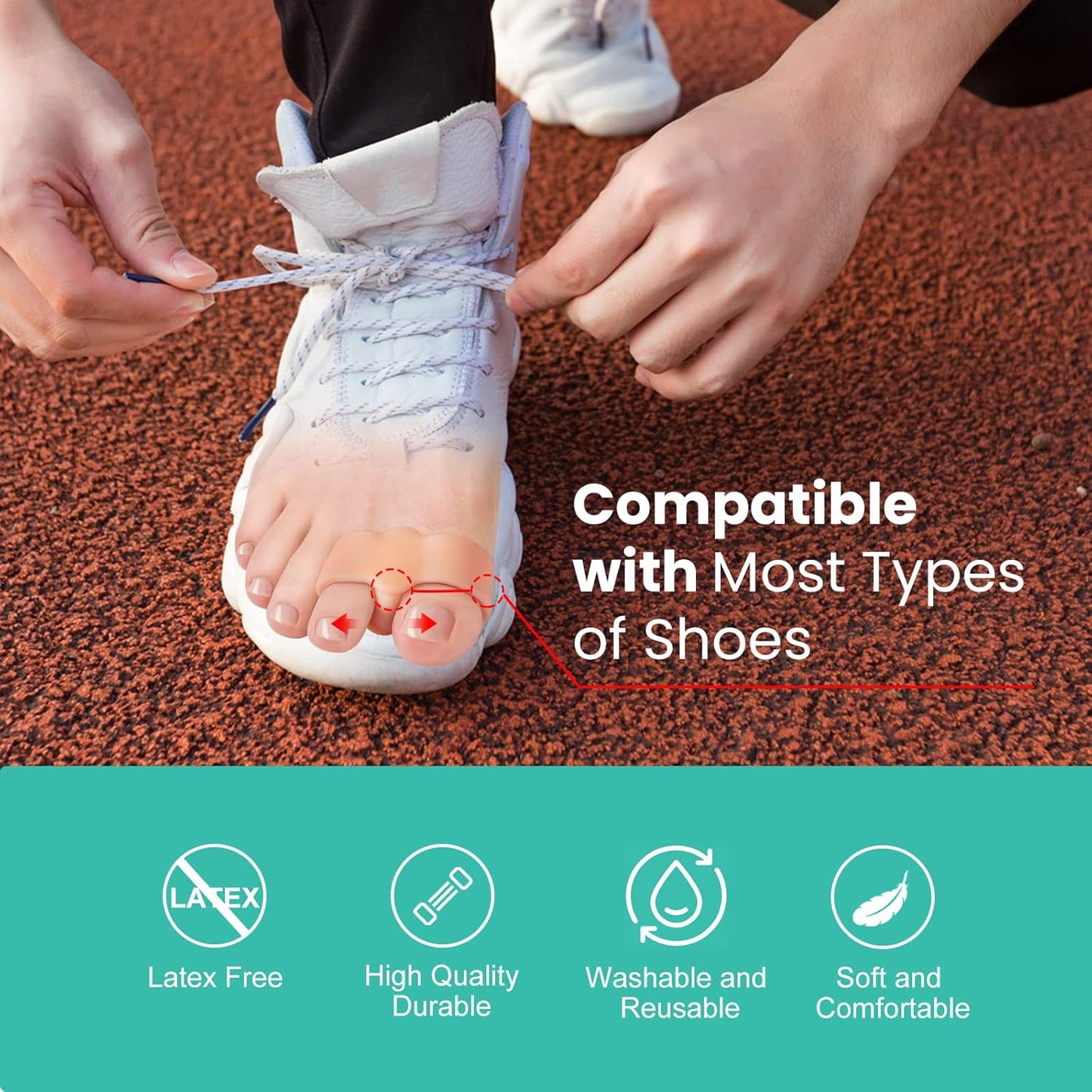 Welnove Pack of 12 Bunion Corrector, Toe Separators with 2 Loops, Big Toe Spacer Suitable for Bunion and Overlap Toe (Beige)