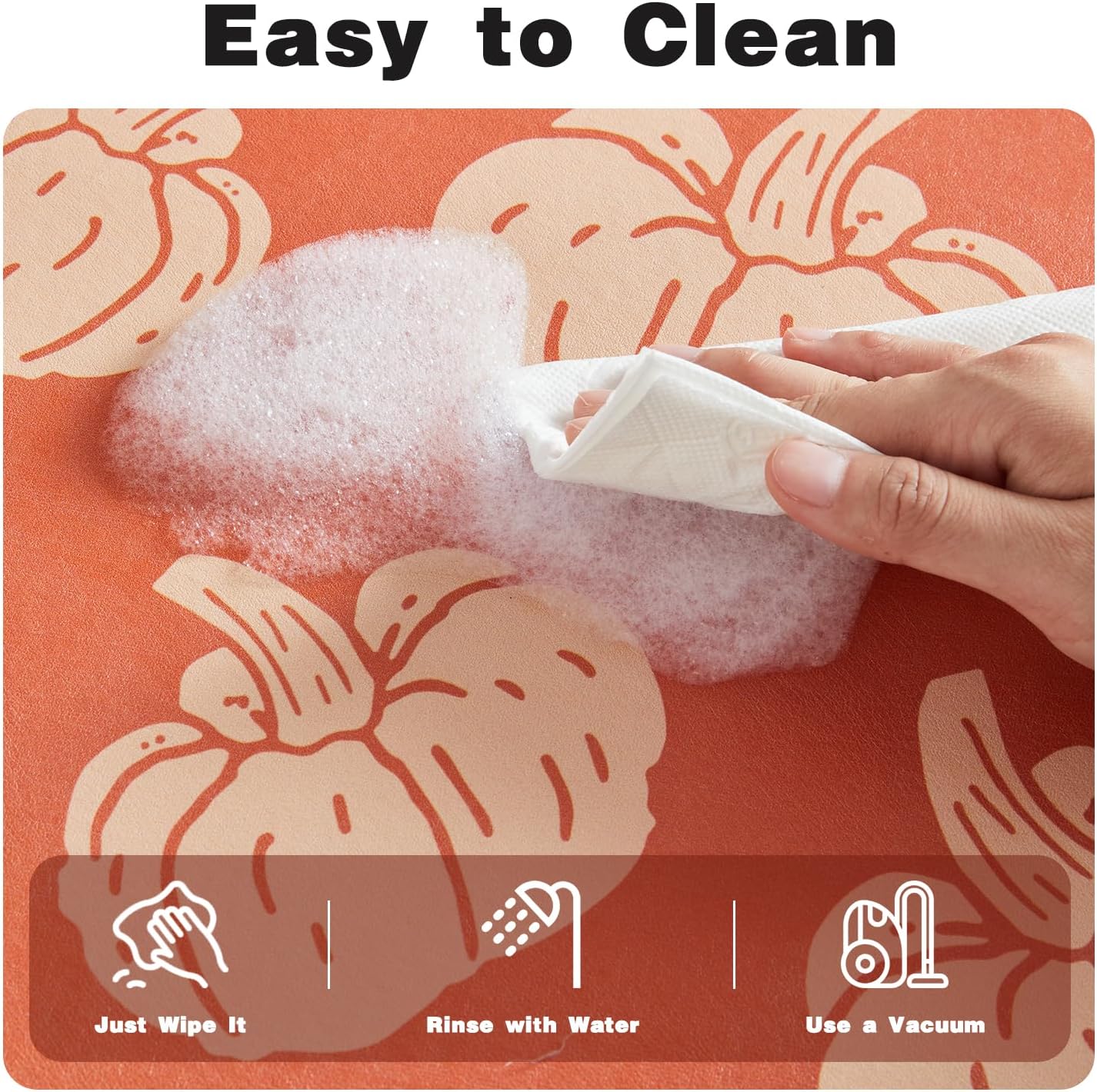 Halloween Bath Mat, Thin Halloween Bathroom Rug Non-Slip Quick Dry Pumpkin Bath Mat Fits Under Door Thin Floor Mat Fall Halloween Decor, 17’’x30‘’, Pumpkins Orange