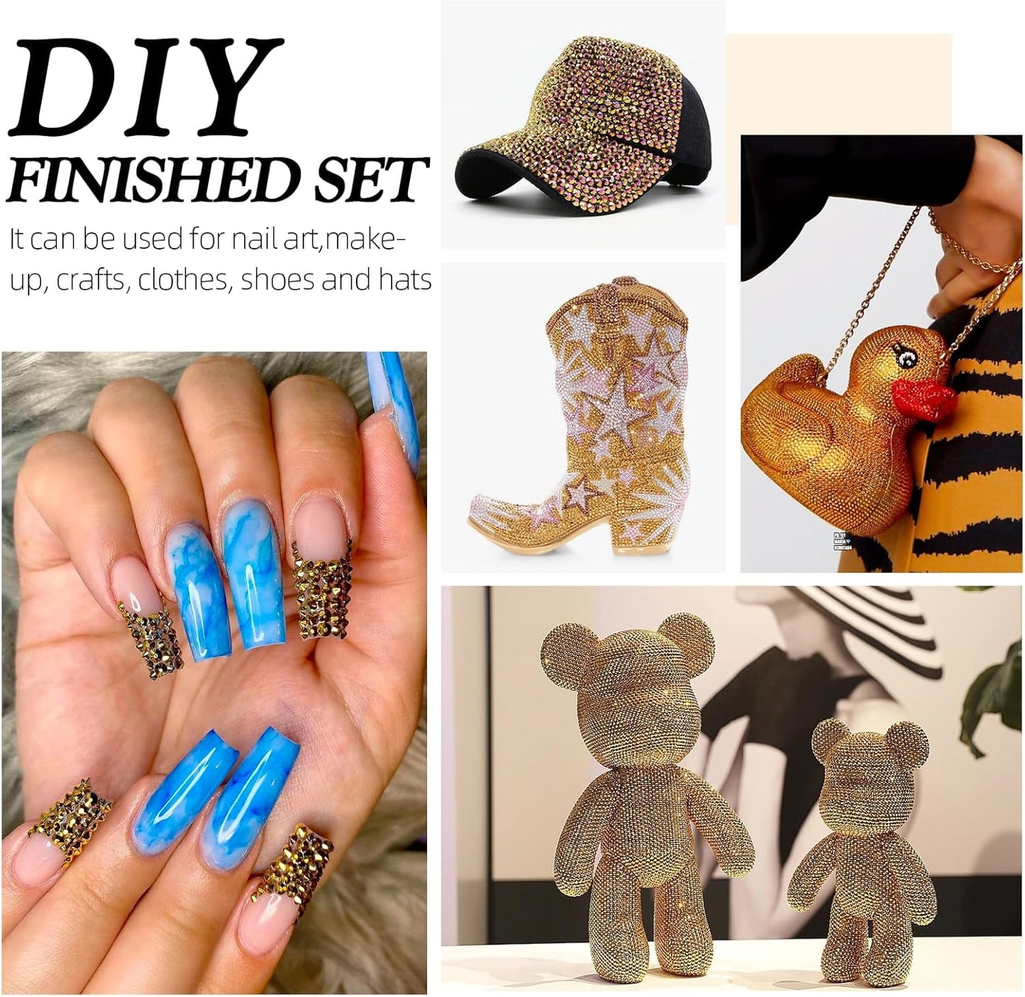 Gold Flatback Rhinestones, Glass Rhinestones for Nail Art and Craft, Glue Fix, Loose Crystal Gemstones(Gold, SS30, 576pcs, 6.4-6.6mm)