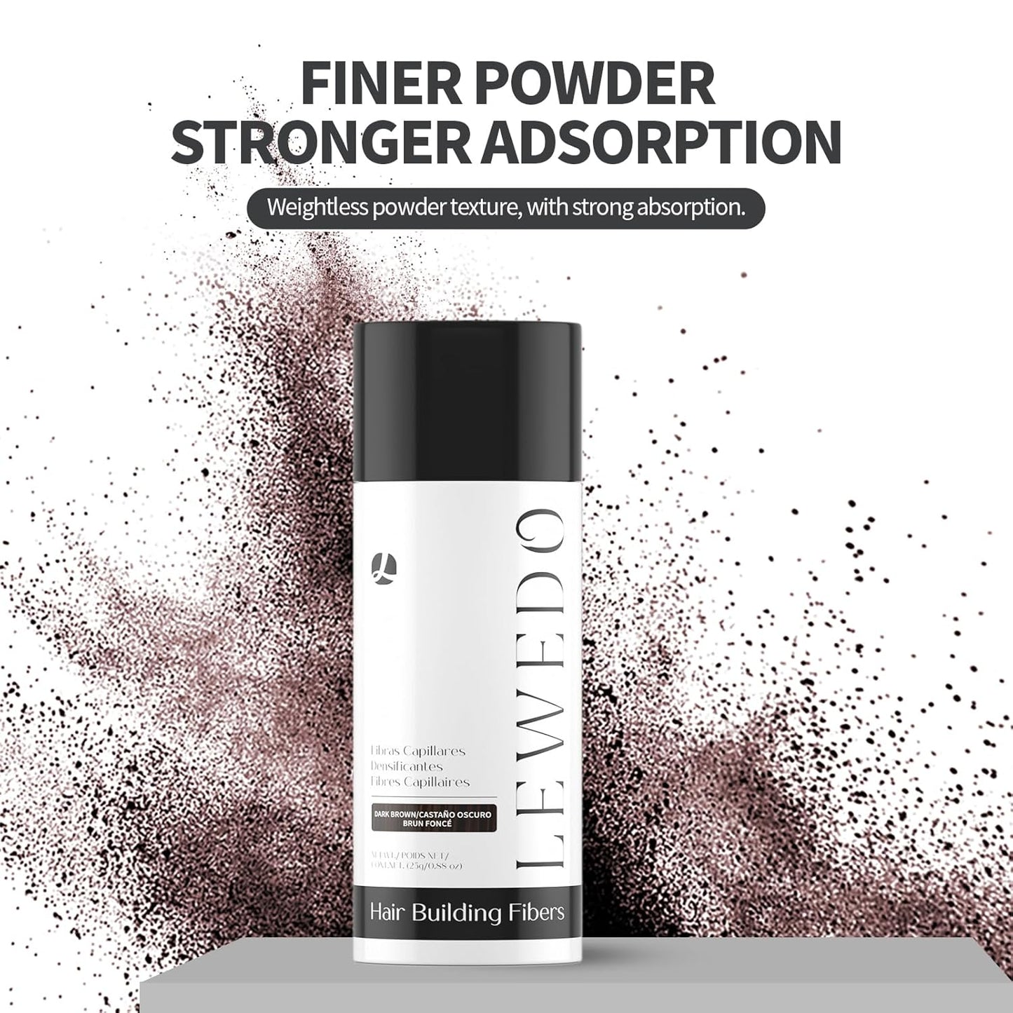 Hair Building Fibers 25G with Precision Spray Applicator - Electrostatic Adsorption for Instant Thicker Hair, Waterproof & Natural Look, Suitable for Men & Women (Dark brown)