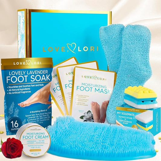 LOVE, LORI Foot Spa Kit, Foot Care Kit, Self Care Gifts for Women, 8 Piece Pedicure Kit, Great Valentine Day Gifts for Her, Gifts for Women, Spa Gifts