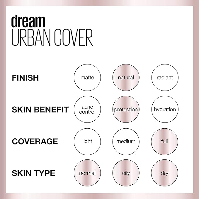 Maybelline Dream Urban Cover Flawless Coverage Foundation Makeup, SPF 50, Cappuccino