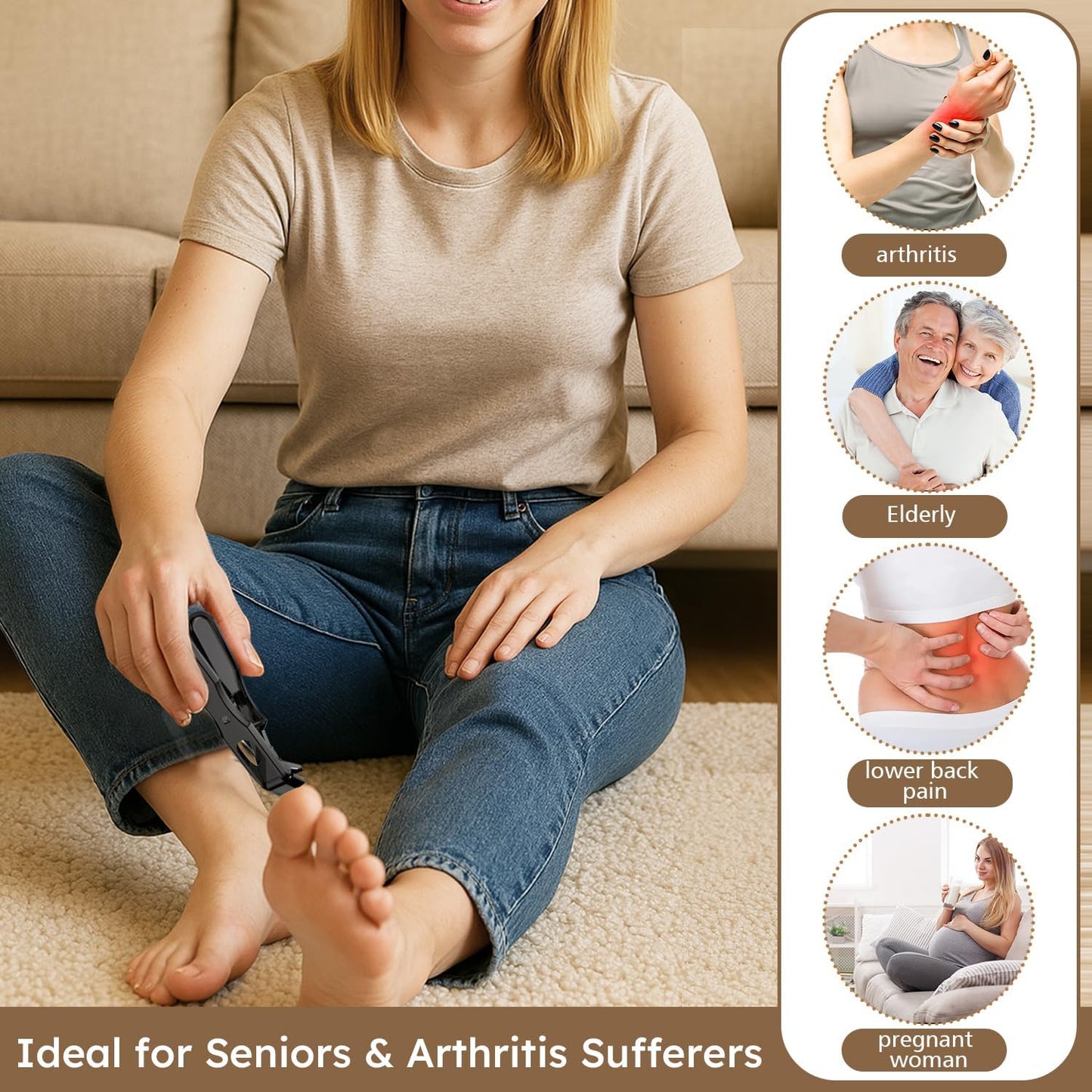 Toenail Clippers for Seniors for Thick Nails, 5Pcs Nail Clippers for Men Angled Head, Toe Nail Clippers Wide Jaw Opening with Catcher, Heavy Duty Ingrown Fingernail Clippers Long Handle for Women