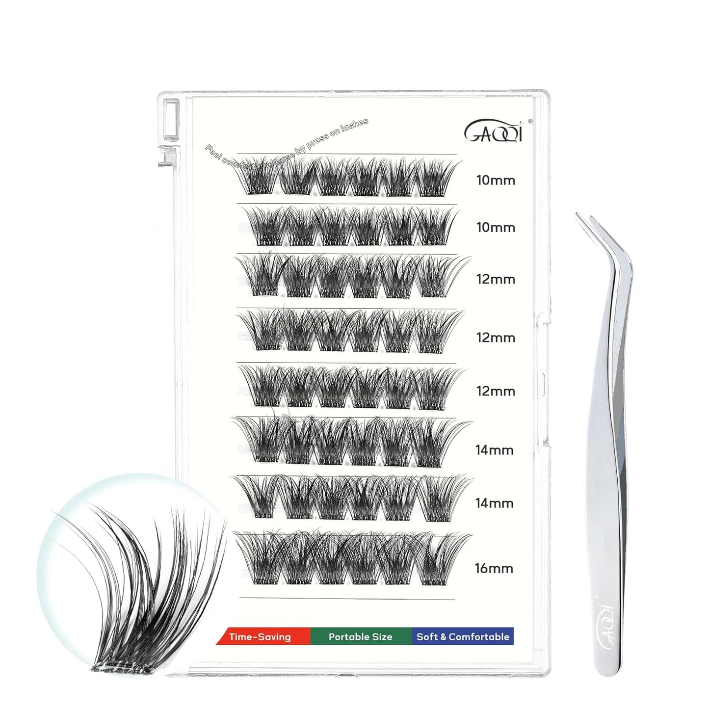 GAQQI Self Adhesive Lash Clusters, No Glue Eyelash Clusters 10-16mm Full & Volume Self Adhesive False Eyelashes, No Band Glueless Lashes