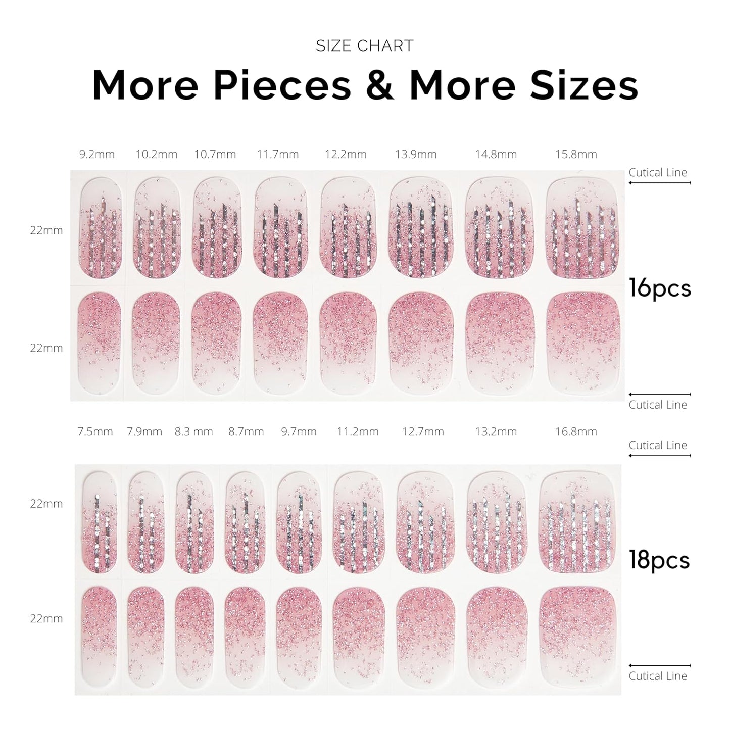 NAILOG Semi Cured Gel Strips, 34 pcs Salon-Quality Stickers, Long Lasting Wraps for Women With Soft Gel Finish (Pink Lane)