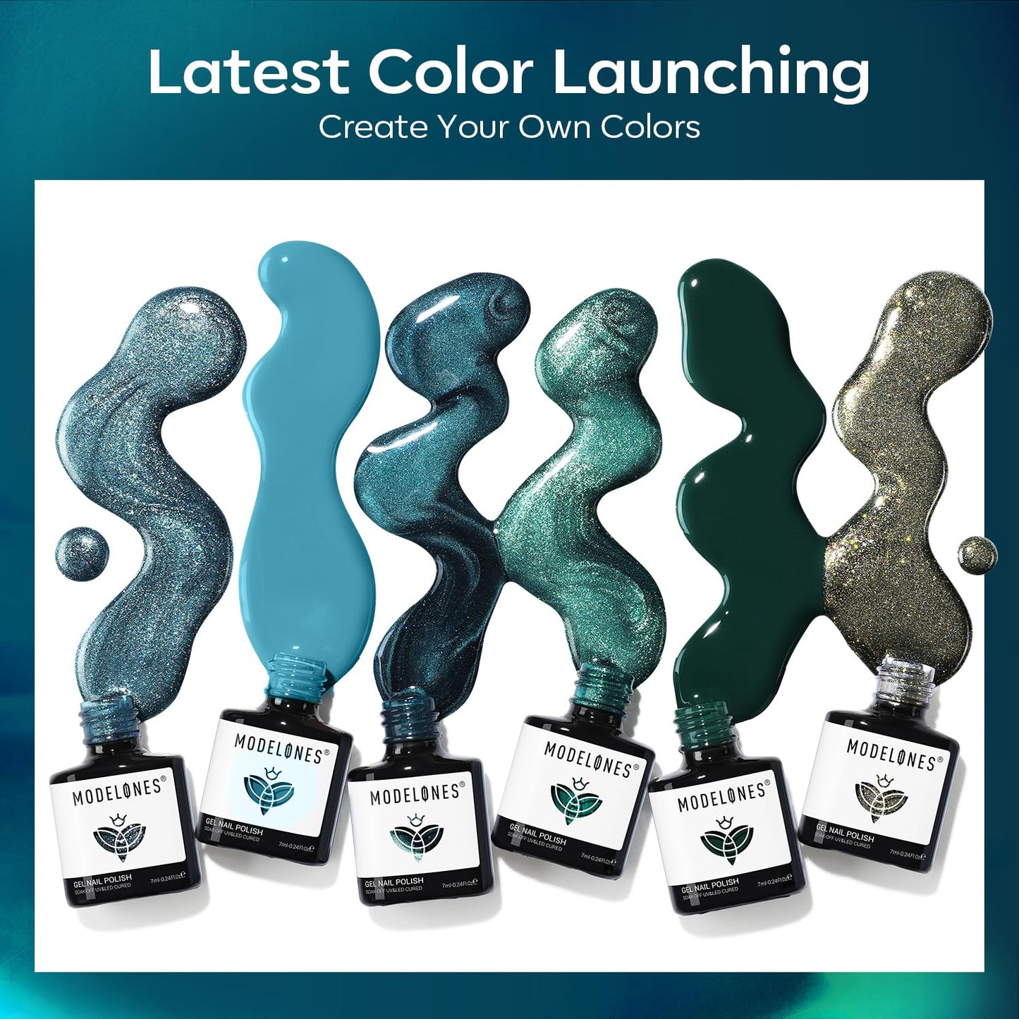 modelones Gel Nail Polish Set, 6 Colors Fall Winter Blue Green Cat Eye Collection 9D Gel Polish Sparkle Reflective Glitter Nail Polish with Magnet Soak Off LED Nail Art Kit DIY