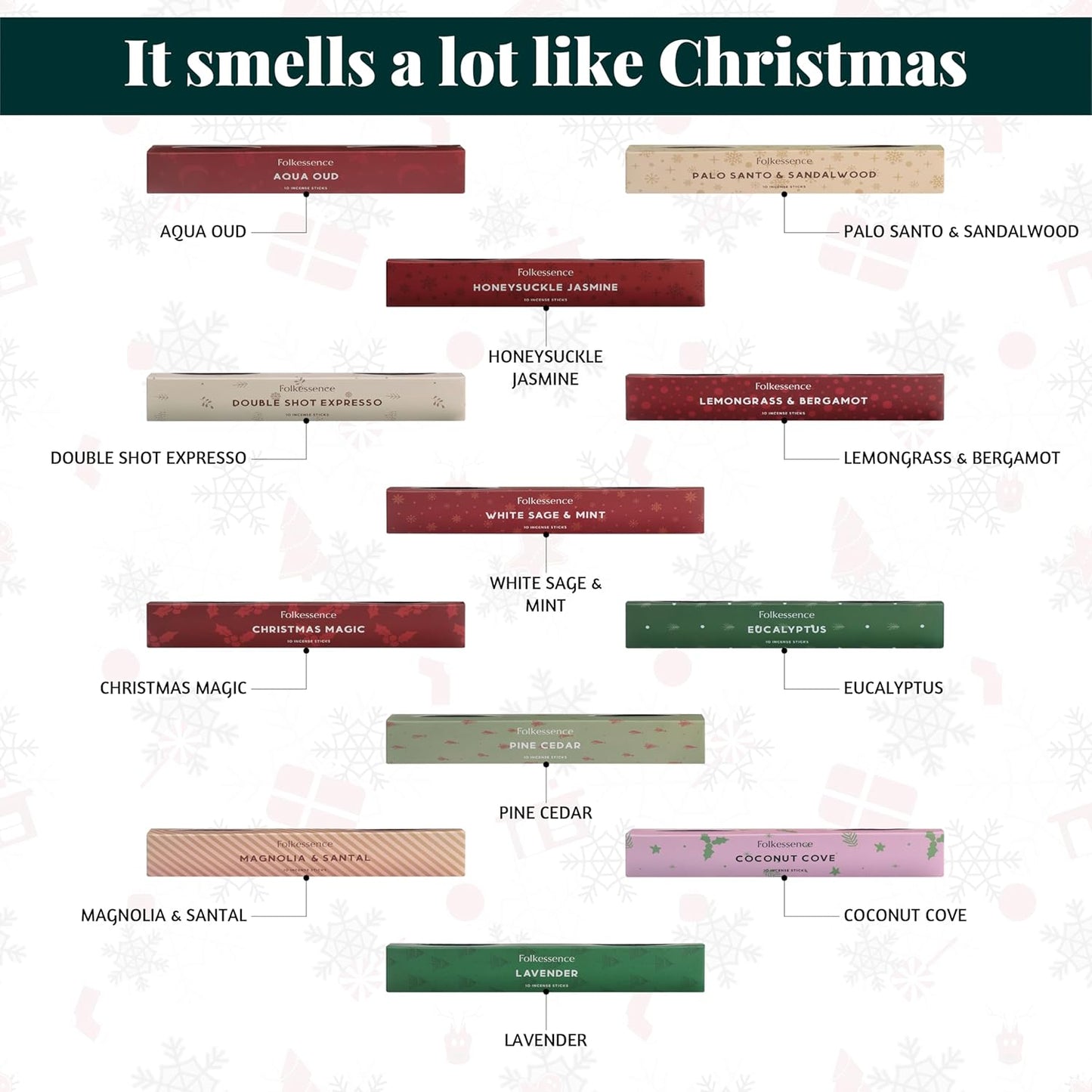 Folkulture Advent Calendar 2025 - Pack of 24 Incense Sticks for Gifts | Pack of 240 - Organic, Non-Toxic, Slow Burning Inscense for Women |