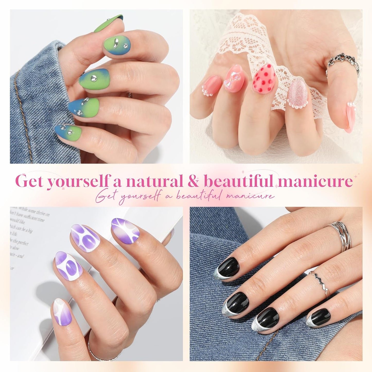 UNA GELLA Extra Short Almond Nail Tips, 312pcs XS Gel Nail Tips Almond Pre-Shaped Half Matte Full Cover No Need File Clear Fake Nails for Nails Extension Home DIY Salon 12 Sizes