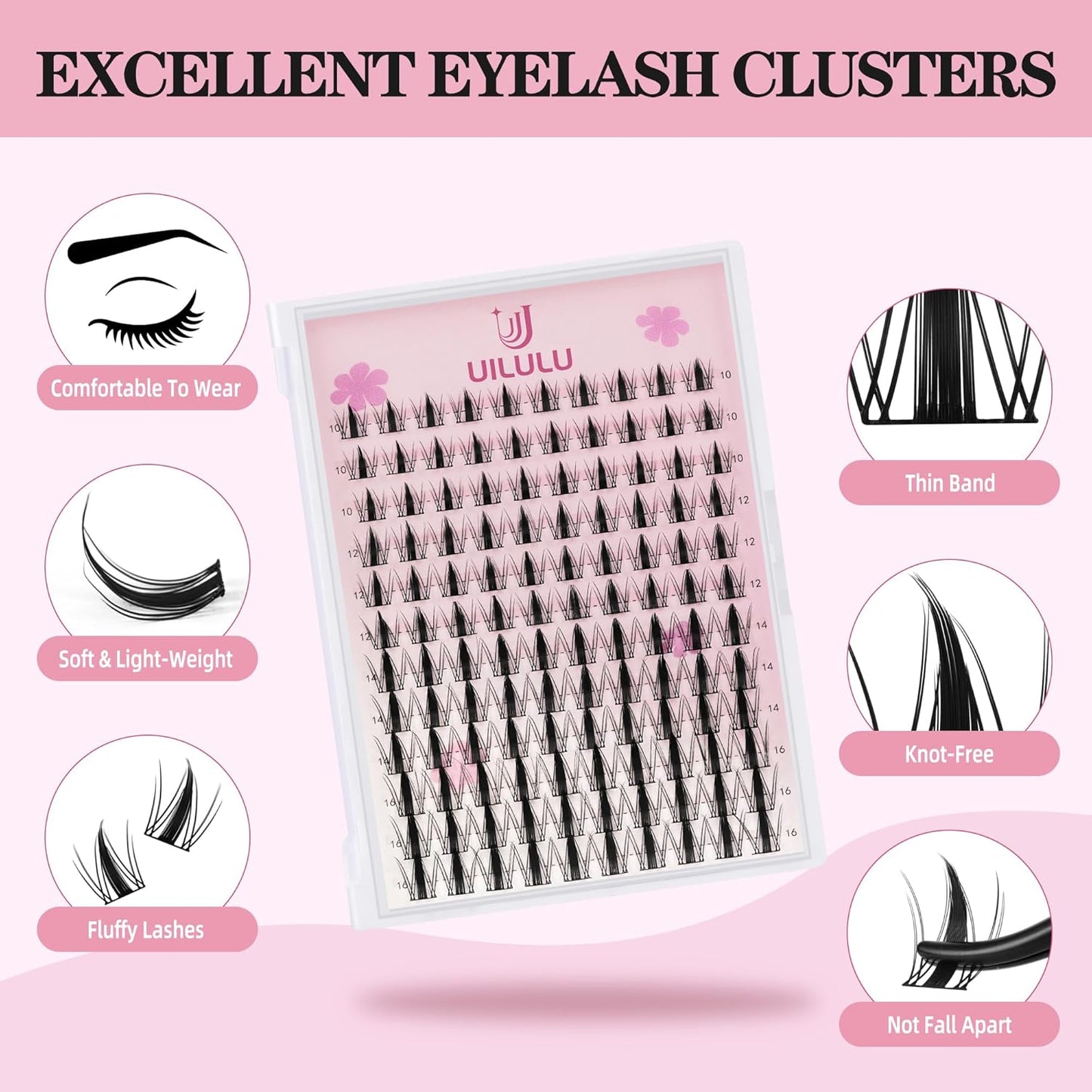 Lash Clusters kit 10-16mm DIY Lash Extension Kit 120 D Curl Manga Lash Clusters 0.07D Wispy Individual Lashes Clusters False Eyelashes Eye Lash Kits At Home Lash Extensions Kit U07 Kit