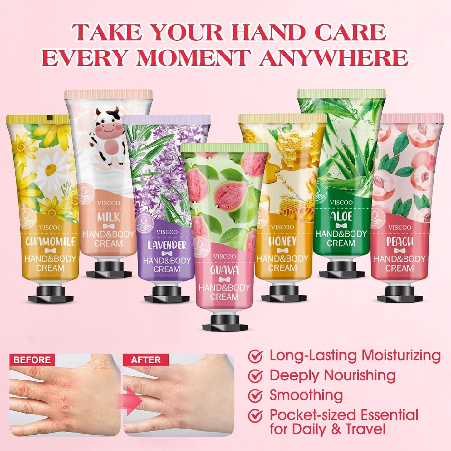 7 Pack Hand Cream Gifts Set for Women,Hand Lotion for Birthday Gifts for Women Teengirls, Bridesmaid Gifts,Thank You Gifts,Mini Moisturizing Hand Lotion Travel Size in Bulk for Dry Cracked Hands