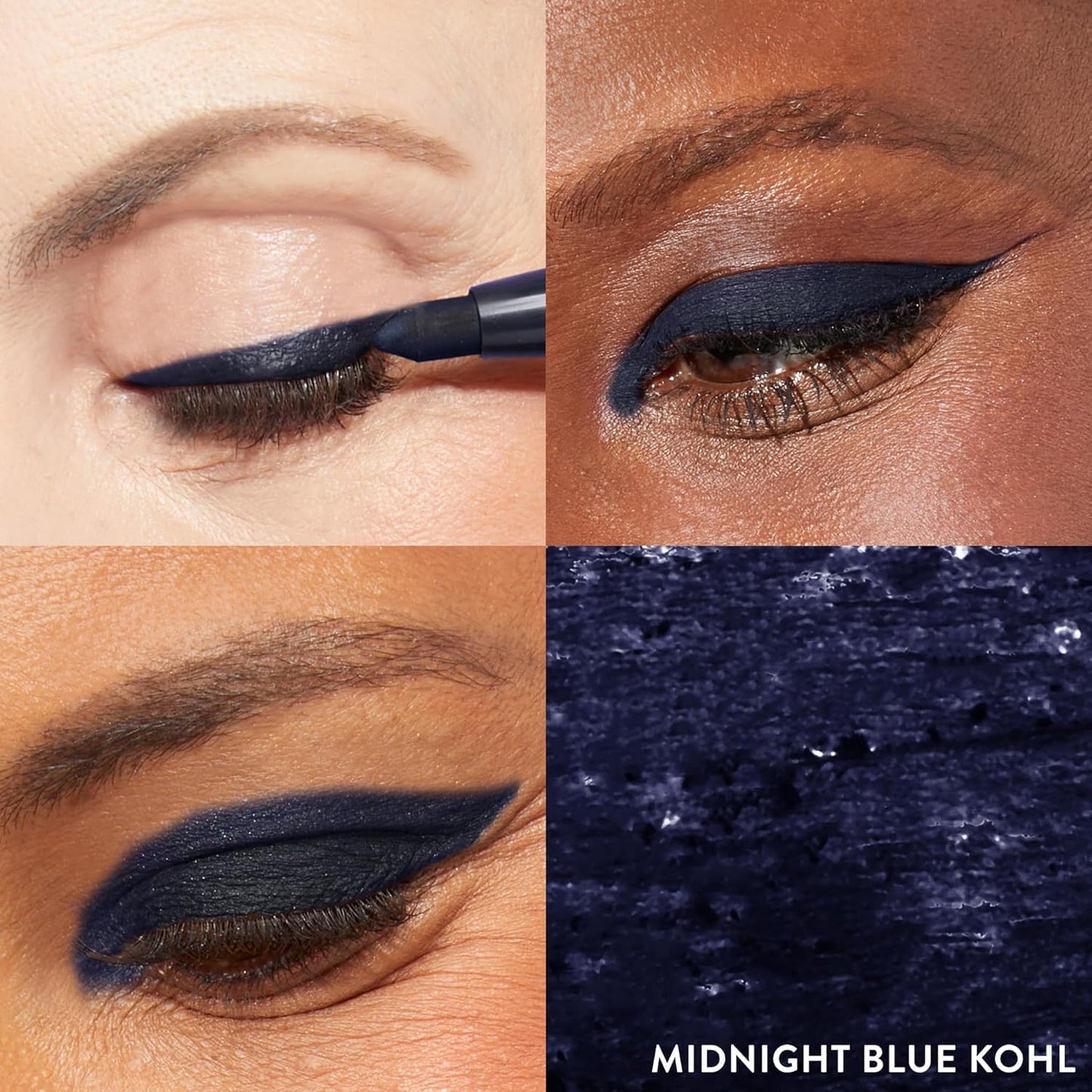LAURA GELLER NEW YORK Kajal Longwear Kohl Eyeliner Pencil - Midnight Blue Kohl - Caffeine and Vitamin E - Smooth & Blendable Liner - Built-In Sharpener