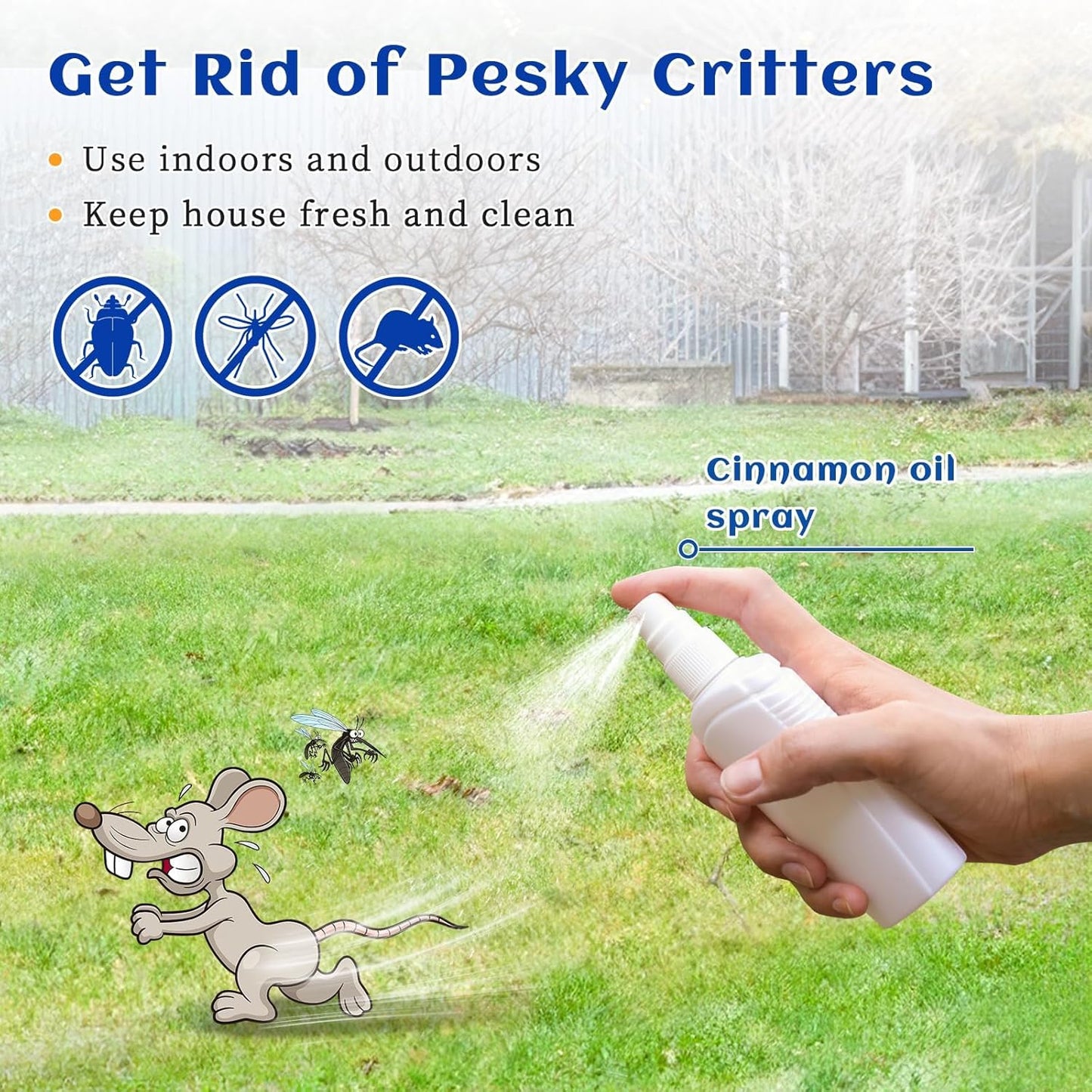 HIQILI Cinnamon Essential Oil for Spary, Diffuser, Garden and Kitchen - 100% Pure Natural - Indoor and Outdoor, 3.38 Fl Oz