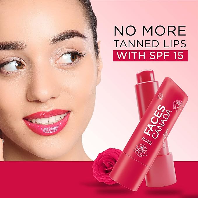 Red Tinted Lip Balm - Rose Petal | SPF 15 | 12 Hour Moisture | Rosy Soft Lips with Shea Butter & Vitamin E | Deep Nourishing for Dry Chapped Lips | 0.16 Oz/4.5g