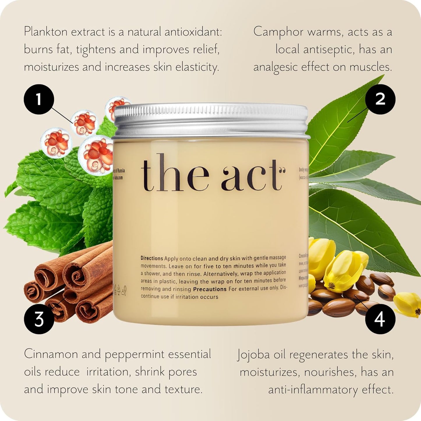 The Act Body Hot Wrap Mask - Firming and Hydrating Body Mask & Wrap for Thighs and Legs, Smooth Skin Effect with Warming & Cooling Sensation, Hot Cream, Self-Care Gift, 8.8 oz