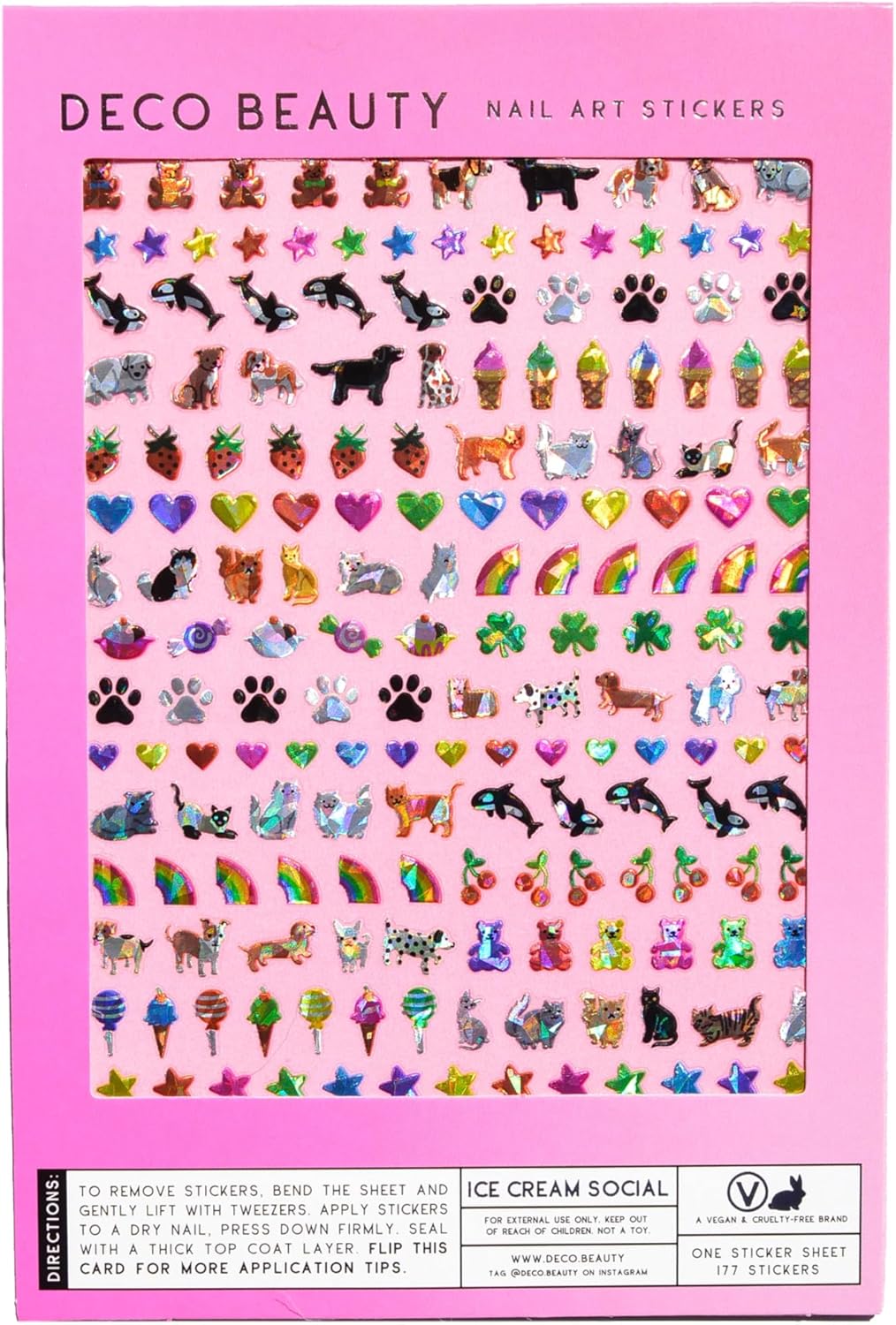 Ice Cream Social Nail Stickers - Lightweight & Easy-to-Apply Nail Art with Trendy Designs - Durable & Long-Lasting Nail Stickers for Women, Ideal for DIY Manicures & Salon-Quality Nails