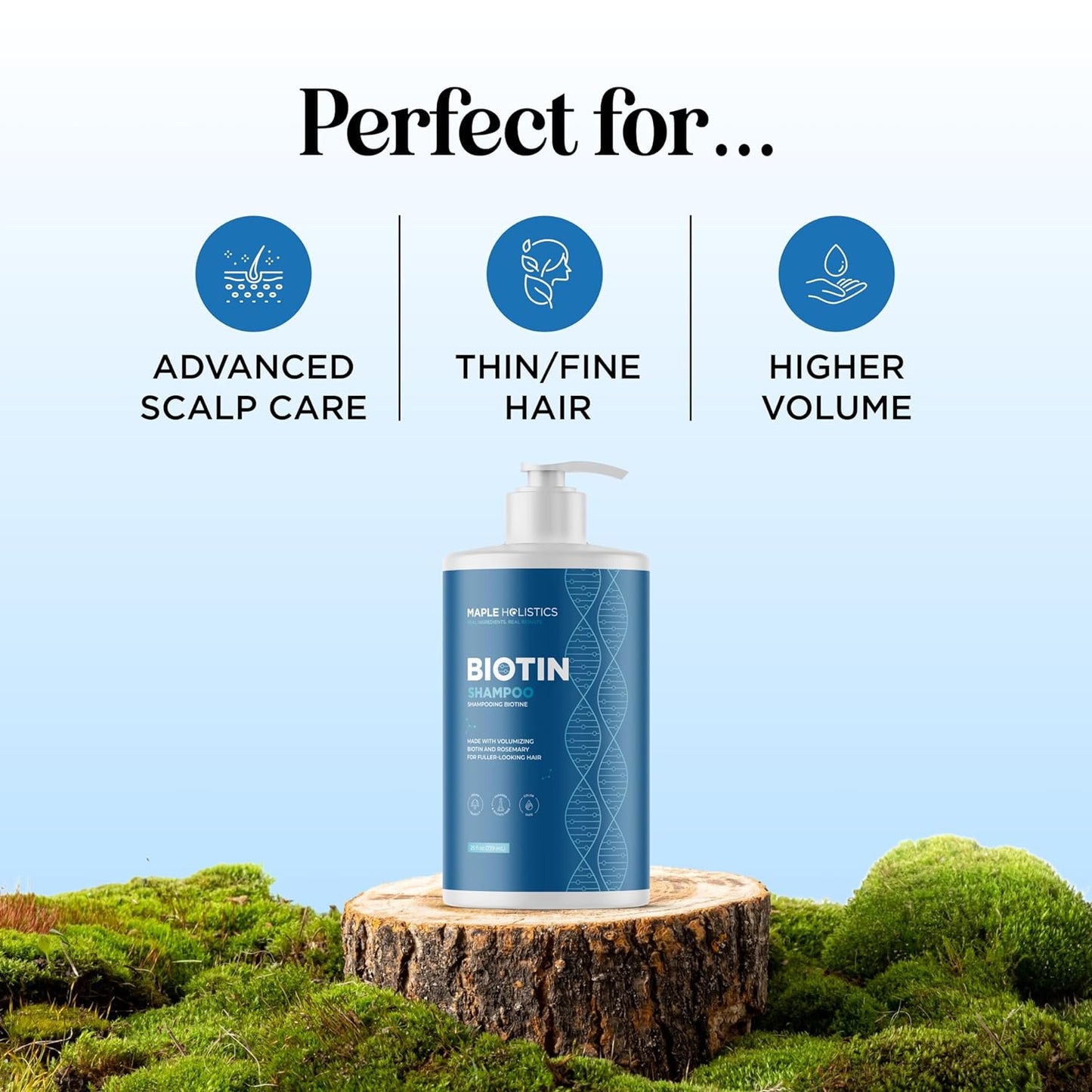 Rosemary and Biotin Shampoo for Thinning Hair - Vegan Volumizing Shampoo for Fine Hair with B Vitamins Argan Oil & Tea Tree Essential Oil - Paraben Silicone and Sulfate Free Vegan Formula (25 Fl Oz)