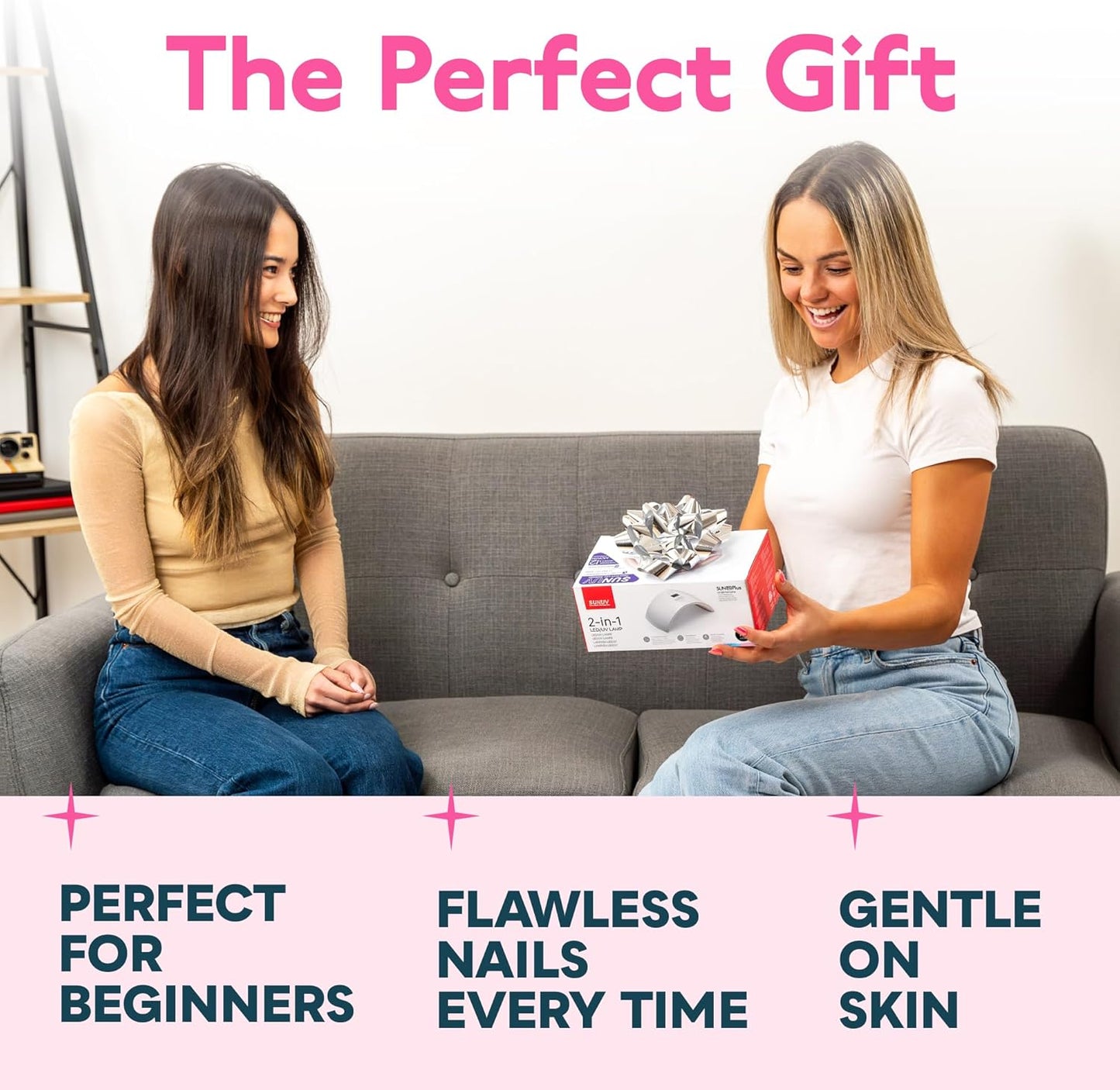 SUNUV UV Light for Nails, Dryer for Gel Polish with Sensor 2 Timers and Display SUN9X Plus UV Nail Lamp Pink