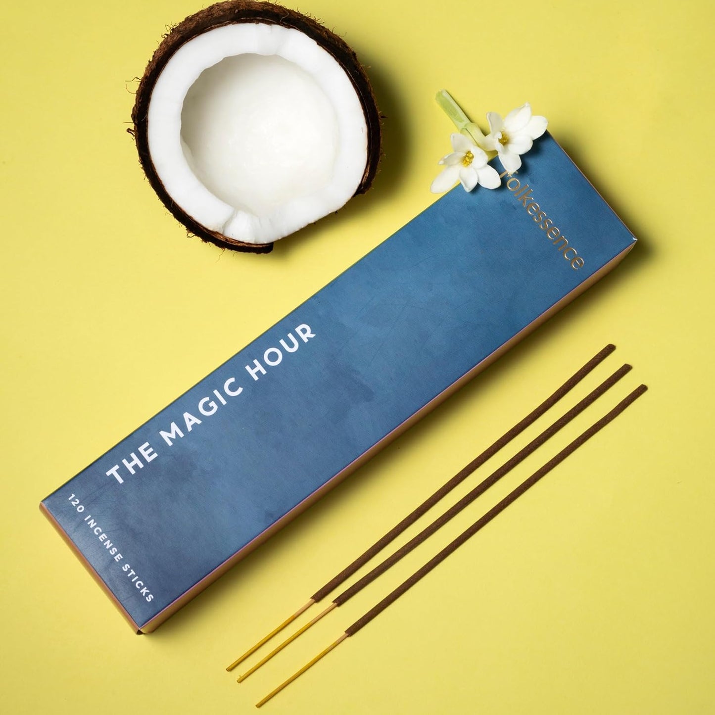 Folkulture Incense Sticks | Set of 6 (120 Organic Insence-Sticks) for Positive Aura with 45 Mins Burn Time | Non Toxic Coconut Mango, Aqua, Green Tea, Rose Geranium, Orange Blossom Inscents-Sticks