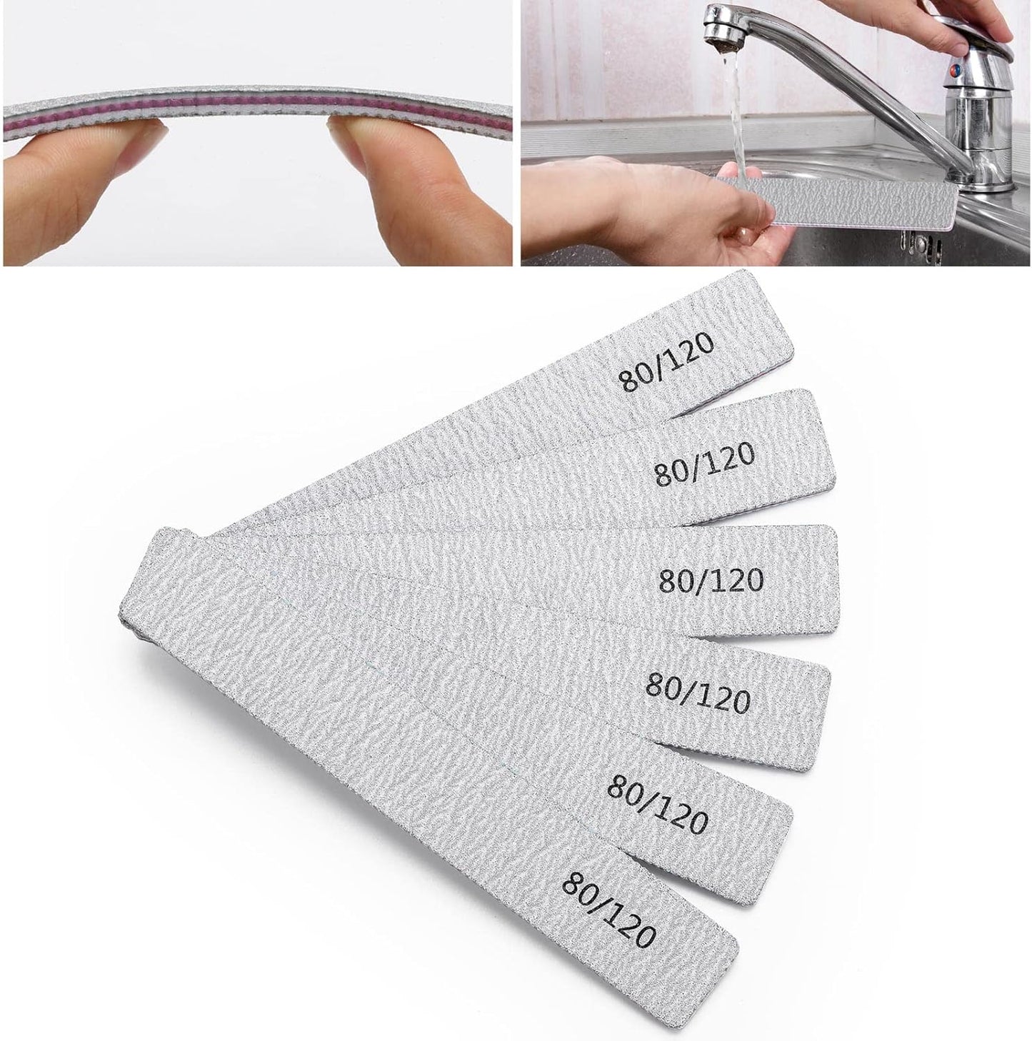 25 Pcs Nail Files for Acrylic Nails 80/120 Grit Double Sides Emery Boards Fingernail Files, Professional Manicure Tools for Home Salon