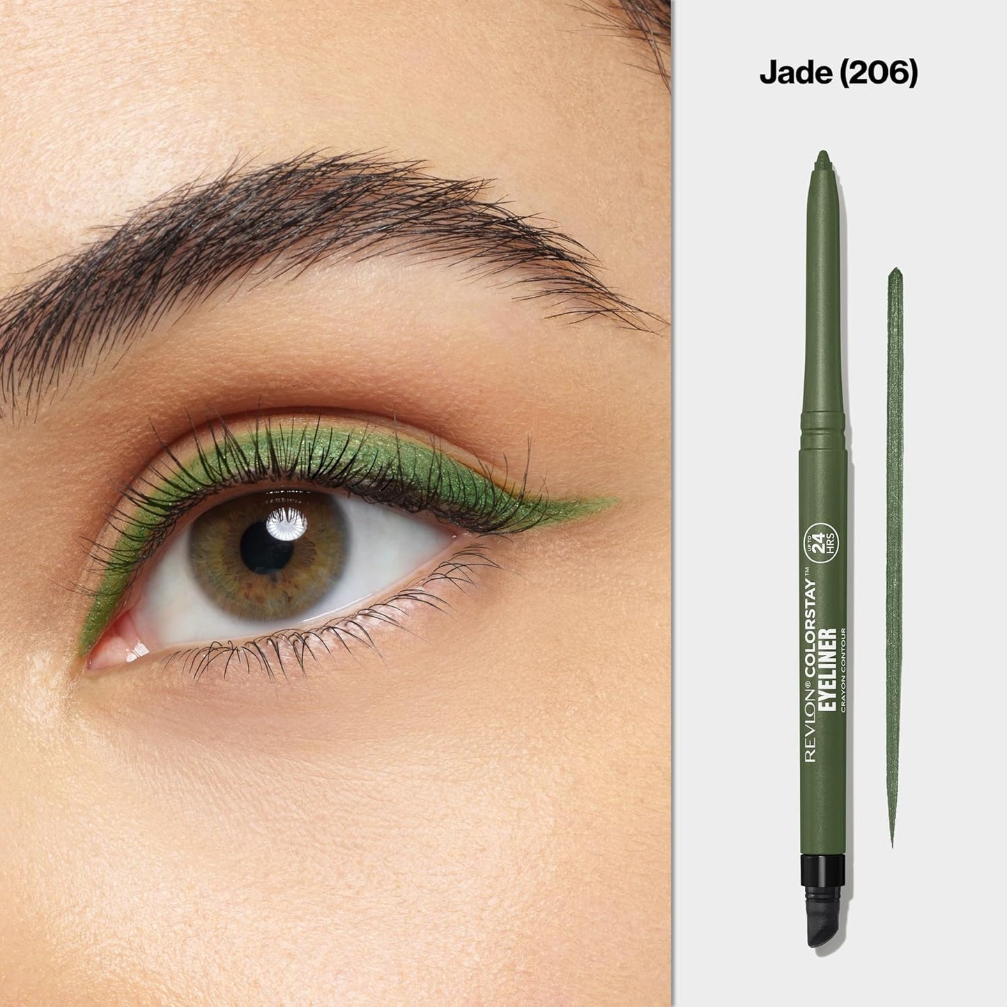 REVLON ColorStay Pencil Waterproof Eyeliner, Smudge-Proof, Eye Makeup with Built-In Sharpener, 206 Jade, 0.01 oz (Pack of 2)