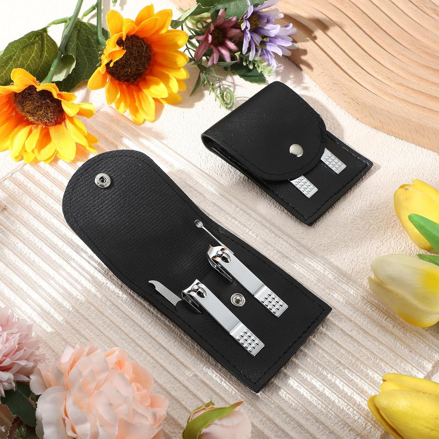 Geosar 50 Set Travel Manicure Kit Nail Clippers Pedicure Professional Nail Care Tools Stainless Steel Grooming Set with Portable Travel Case Gifts for Mother Father(Black)