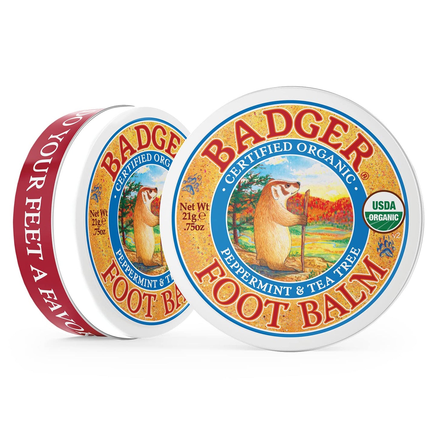 Badger Foot Balm, 100% Organic Foot Cream for Dry Cracked Heels and Feet, Fast Acting Foot Care for Women & Men, All-Natural Cracked Heel Treatment, .75 oz Tin