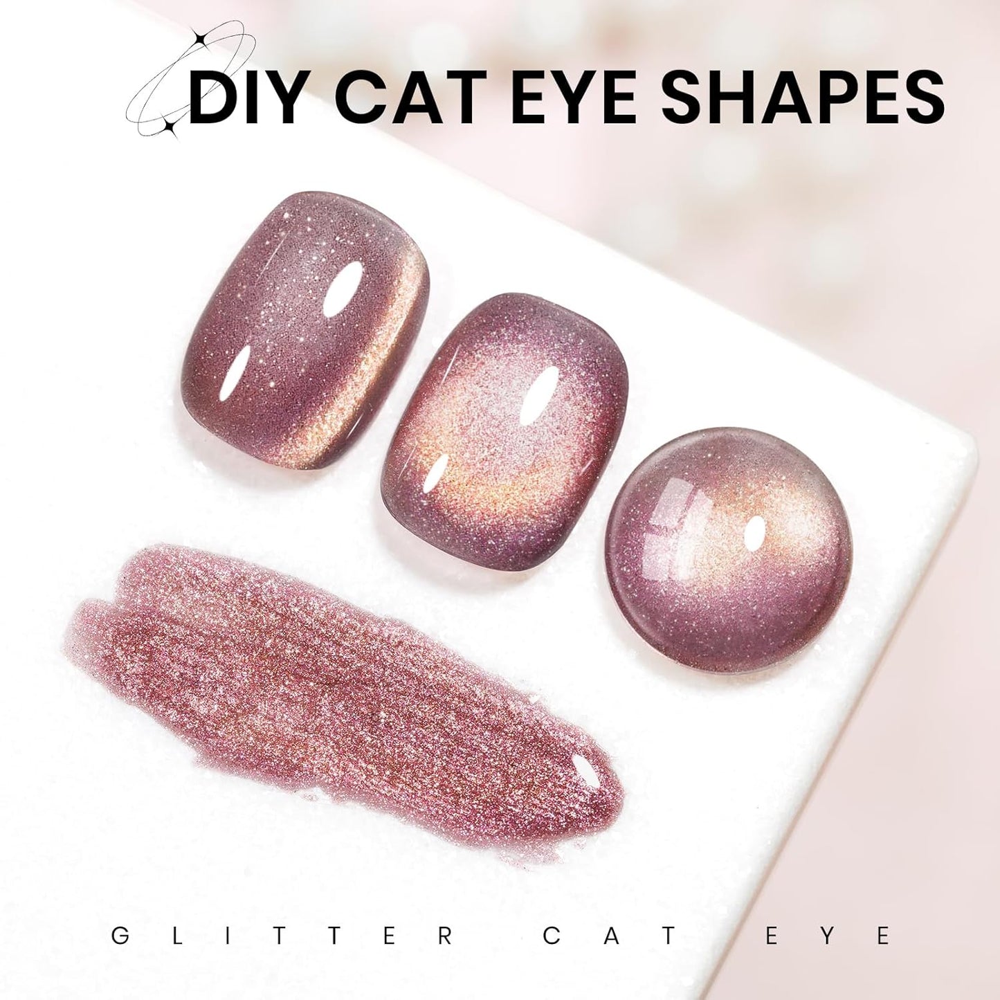 Brown Cat Eye Gel Nail Polish, 15ML Magnetic Glitter Crystal Cateye Gel Polish with Magnet Soak Off Salon DIY at Home
