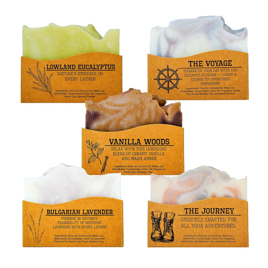 CompassSoap Natural Bar Soap for Women & Men | Skin-Friendly, Hand Made Soap Bar Gift Set | Best Exfoliating and Cleansing Bar Soap for Men & Women | 5 Oz. Variety Pack of 5