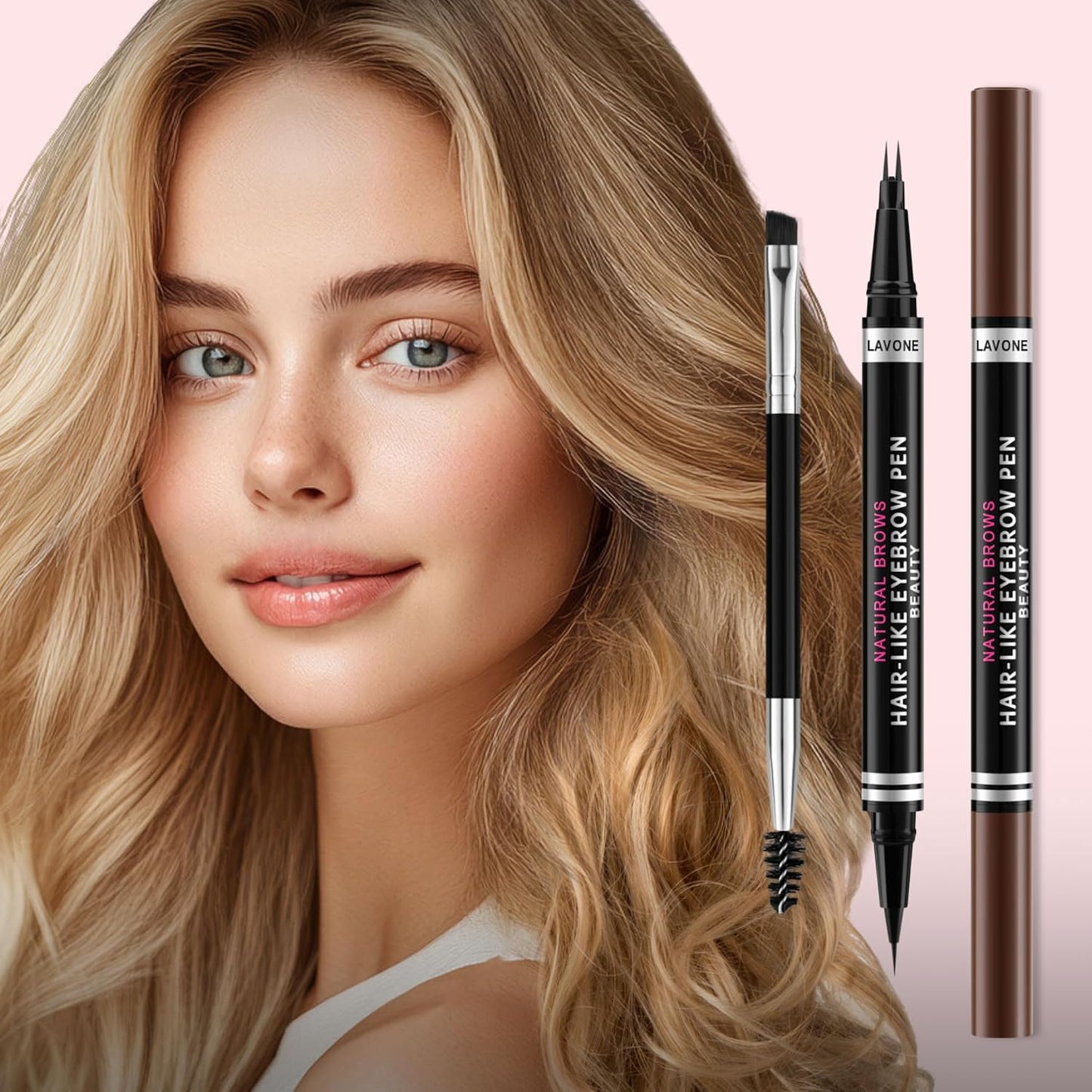Eyebrow Pencil, 2-in-1 Waterproof Eyebrow Pen, with 2 Tip Microblading Eyebrow Pencil and Ultra-Precise Brow Pencil, with Eyebrow Brush, Eyebrow Pencils for Women, Natural Hair-Like Brows - Blonde