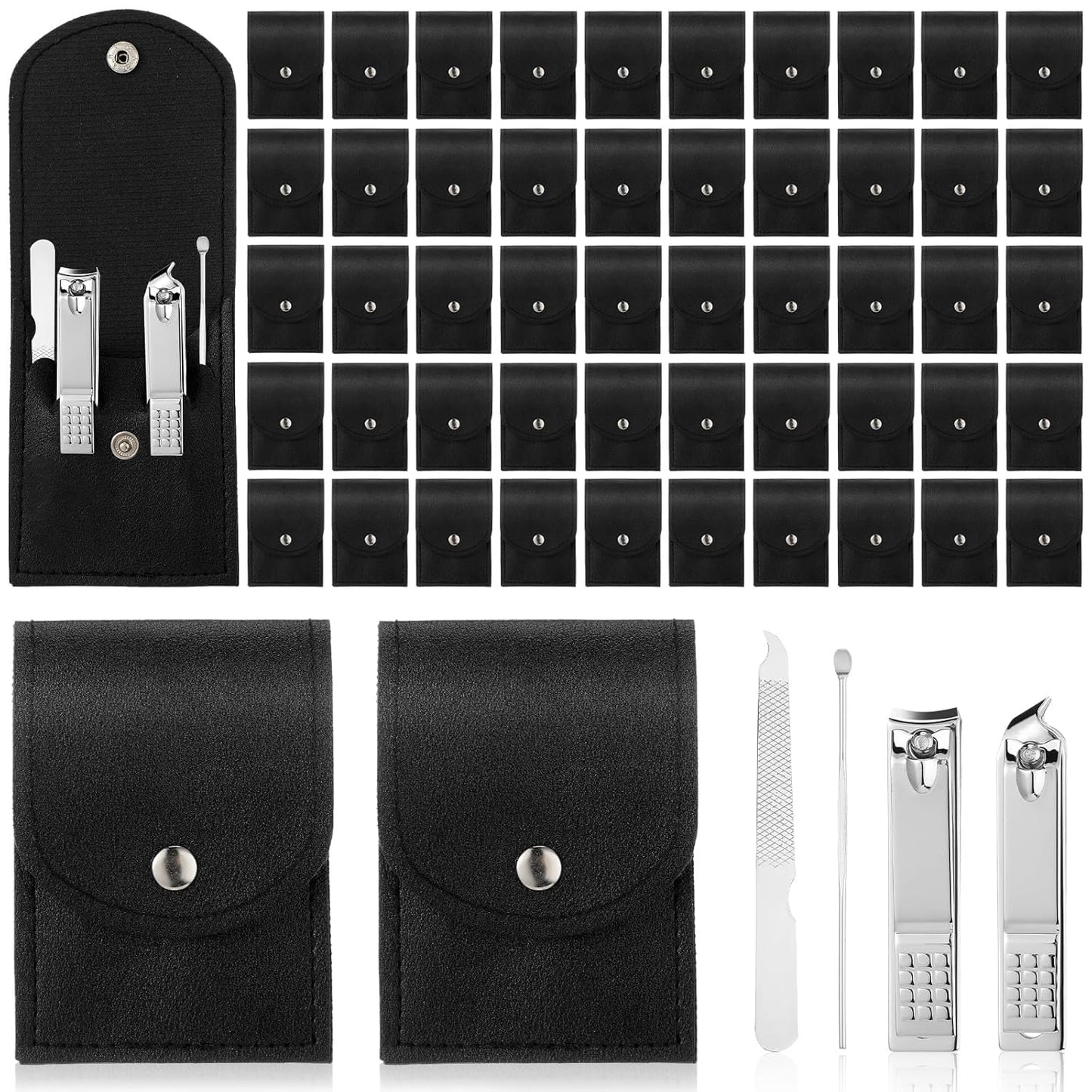 Geosar 50 Set Travel Manicure Kit Nail Clippers Pedicure Professional Nail Care Tools Stainless Steel Grooming Set with Portable Travel Case Gifts for Mother Father(Black)