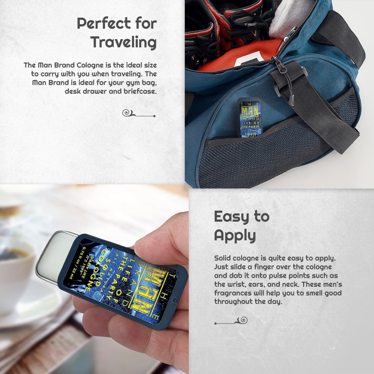 Life of the Party Solid Cologne - Natural Men's Travel Size Cool Water Cologne (3/4 oz, Pack of 1)