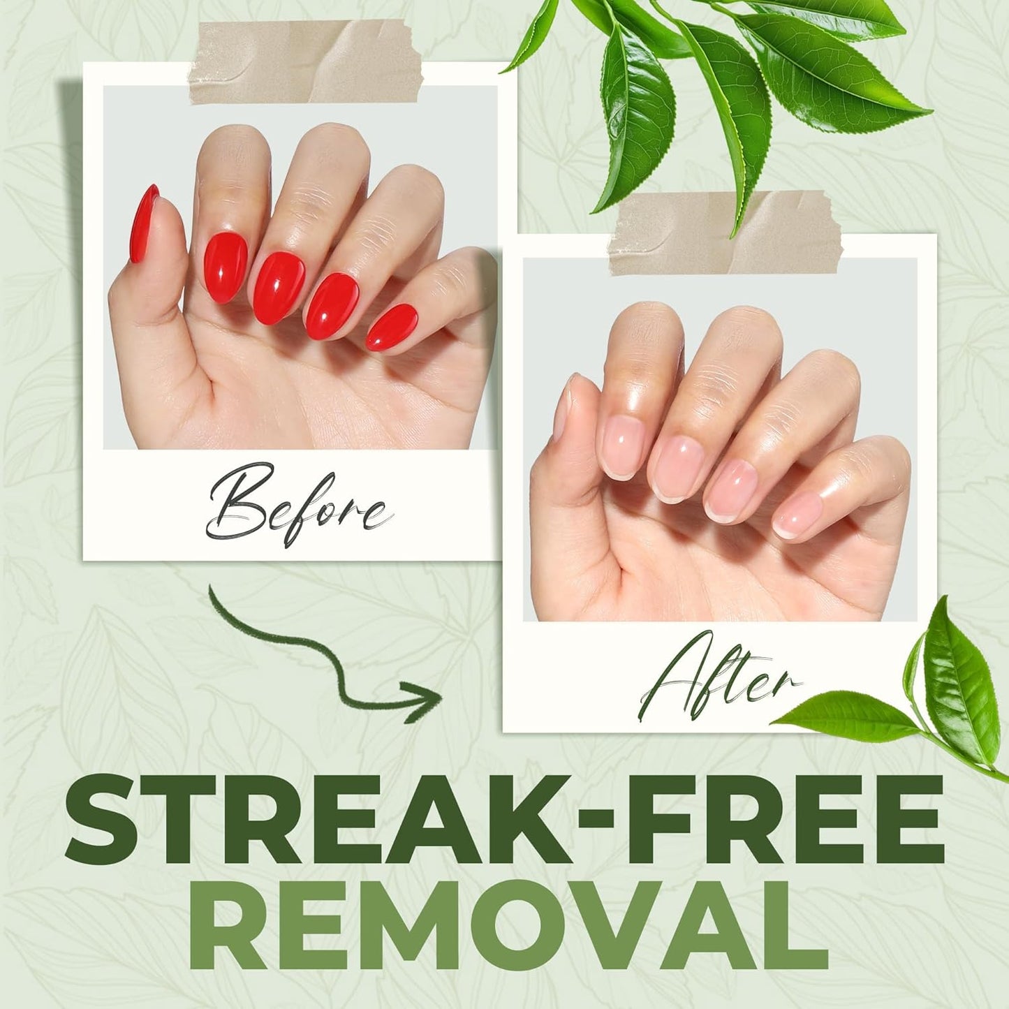 UNA GELLA Nail Polish Remover, Soak Off Acetone Polish Remover For Nails With Easy Use Cap, Healthy Formula Works For Acrylic Nail Glue 8 Fl Oz, Green Tea Scent