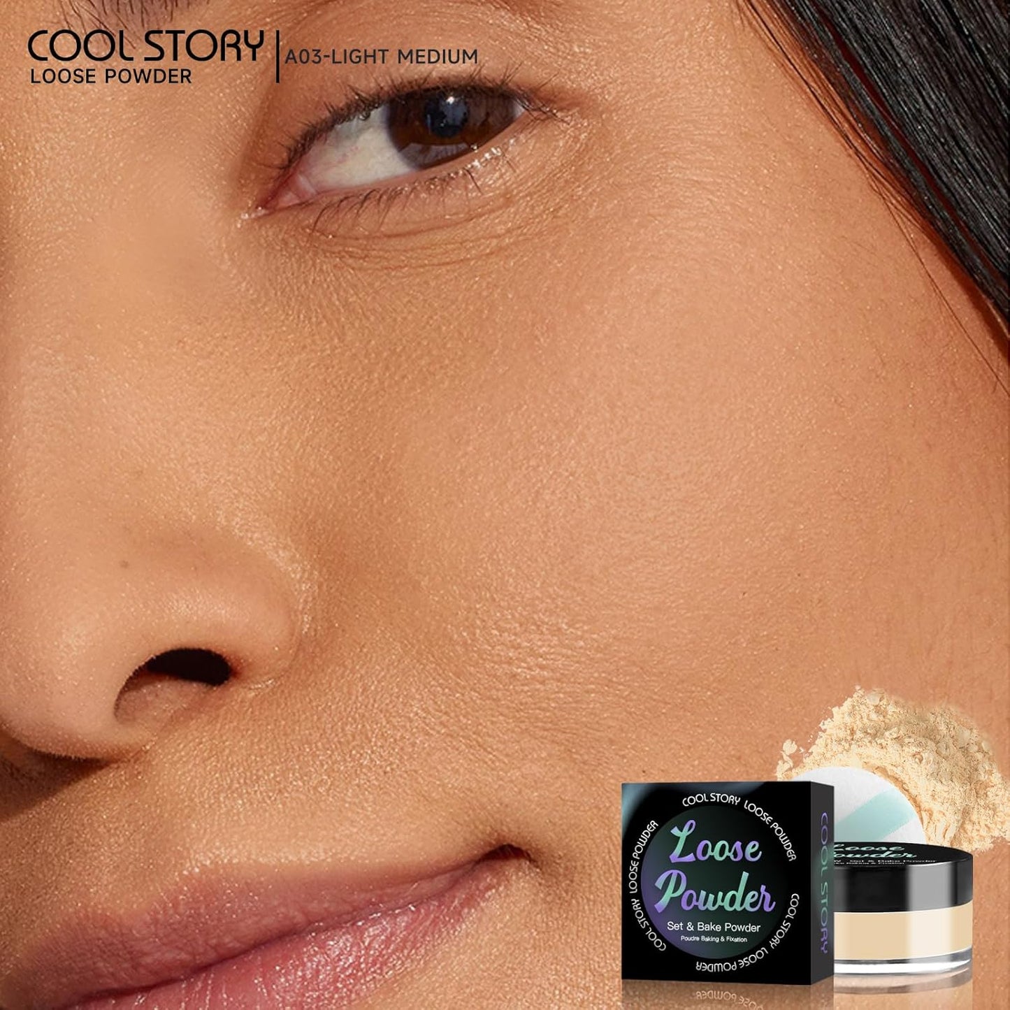 Loose Setting Powder, Bake Makeup Powder Full Coverage Matte Finish (Light Medium, 6g/O.21oz)