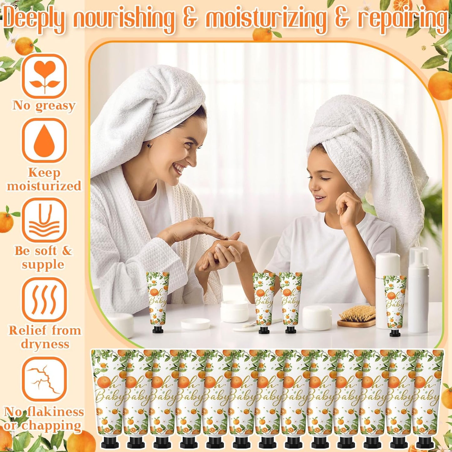 48 Sets Oh Baby Little Cutie Hand Cream Gifts Bulk Baby Shower Favors Travel Size Hand Lotion for Dry Cracked with Tags Organza Bags Shower Party Supplies for Guest Kids