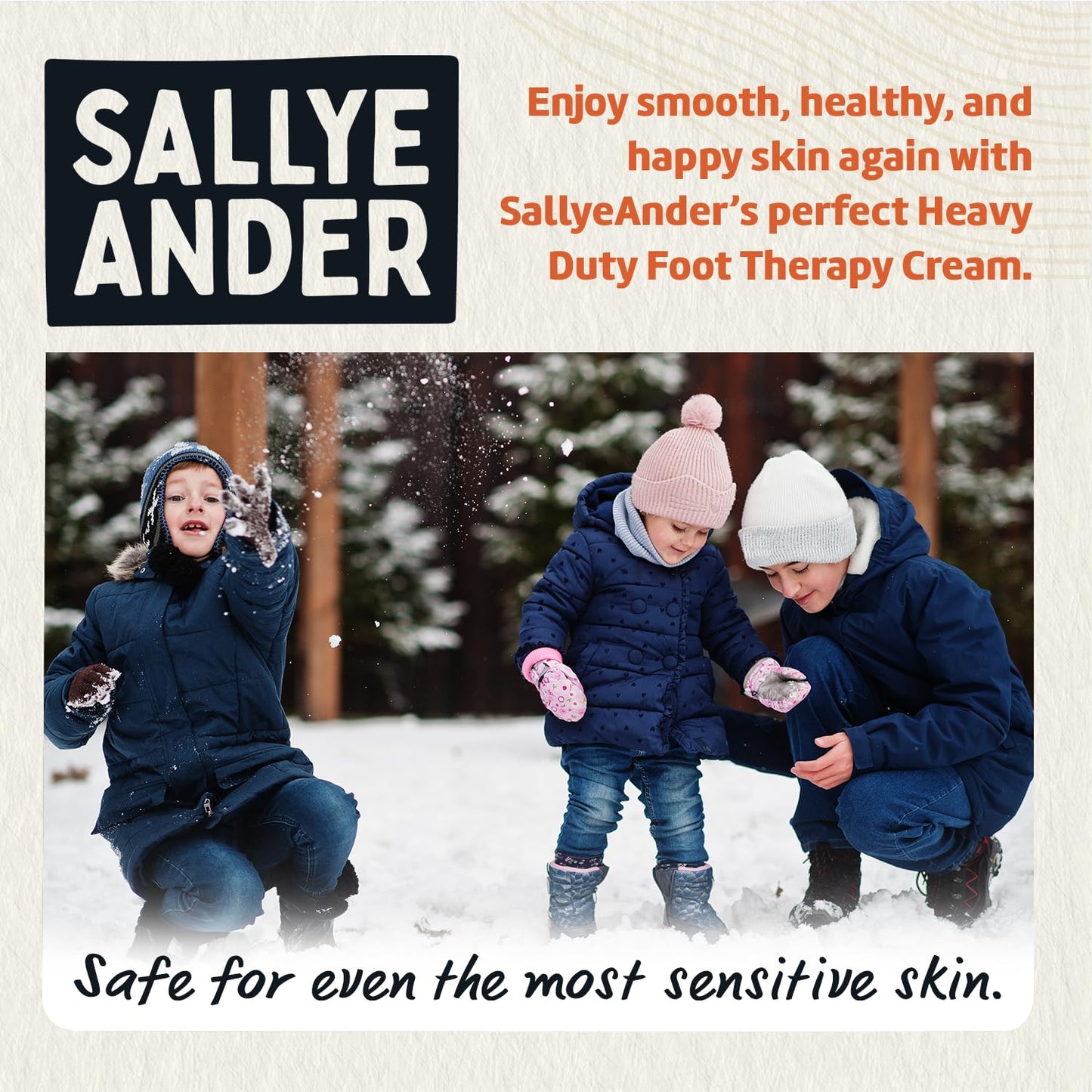 SALLYEANDER Heavy Duty Foot Therapy Cream - 2oz - Essential Oil Infused Healing Formula - Bold Tea Tree Oil, Mint, & Herbal Scent - Moisturize Dry Cracked Feet