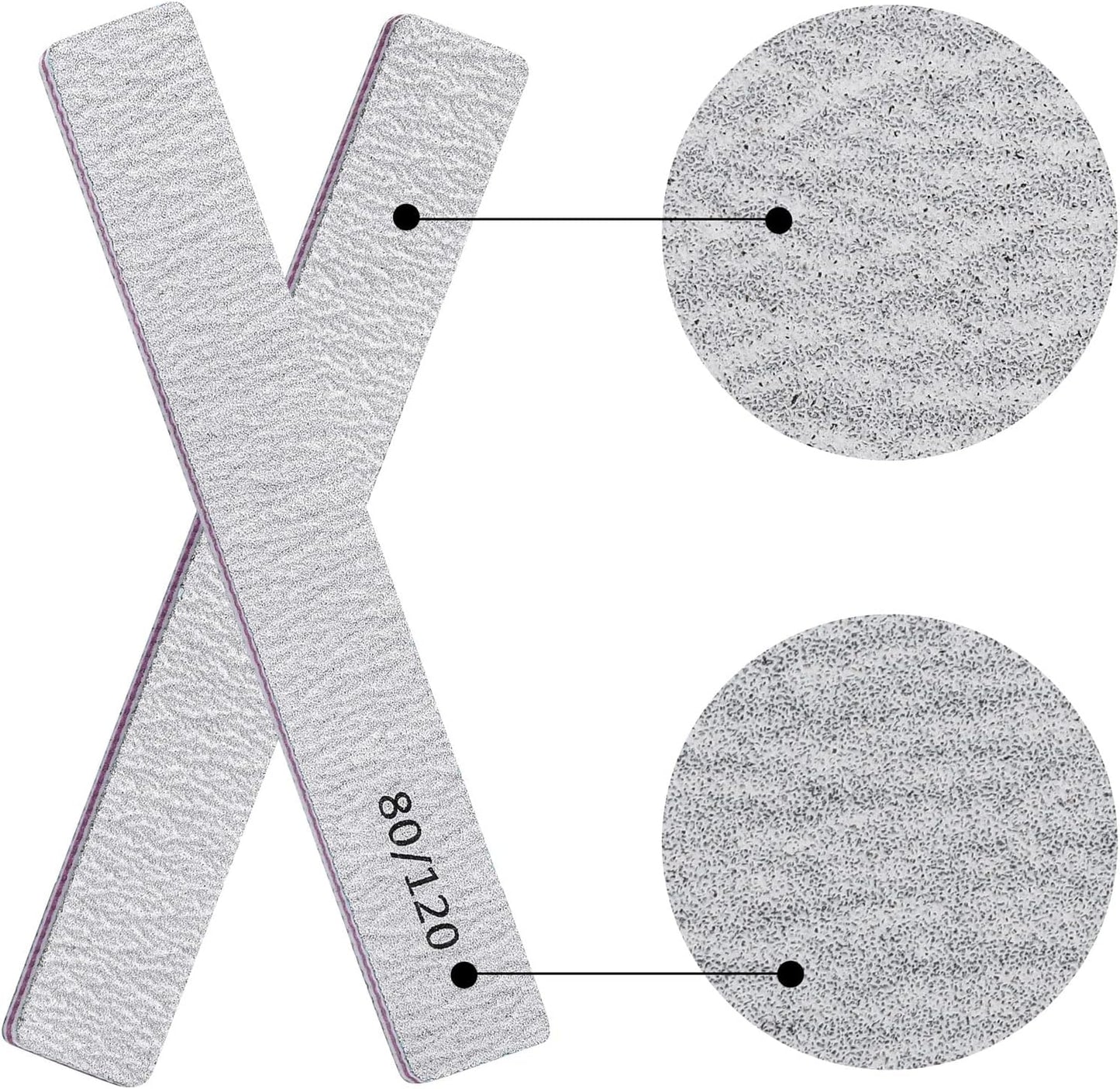 25 Pcs Nail Files for Acrylic Nails 80/120 Grit Double Sides Emery Boards Fingernail Files, Professional Manicure Tools for Home Salon