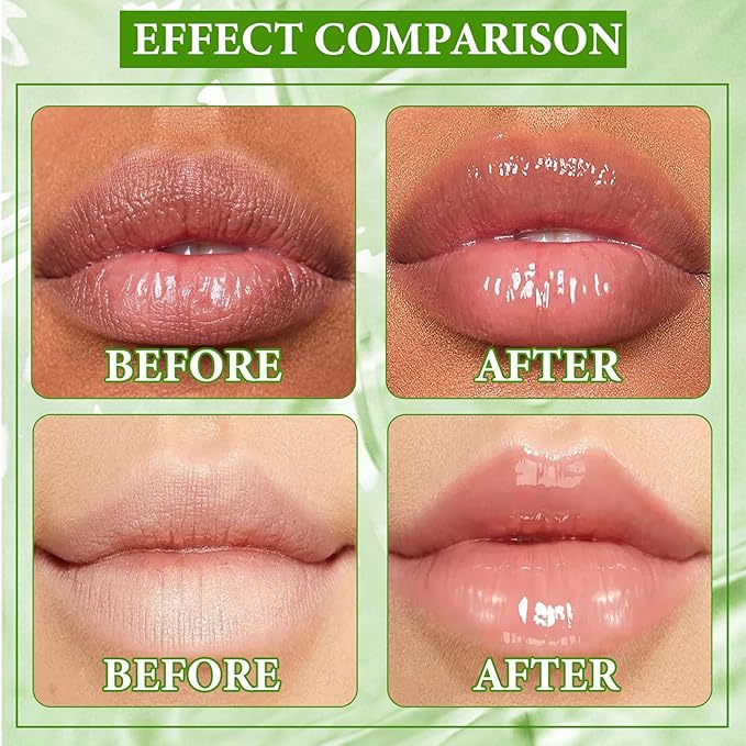 Lip Plumper Set,Lip Plumper Oil Gloss Moisturizing Lip Plumper Lip Care Serum,Hydrating Plump Gloss Reduce Fine Lines,Lip Plumper for Day & Night Use Set B（2Pcs）