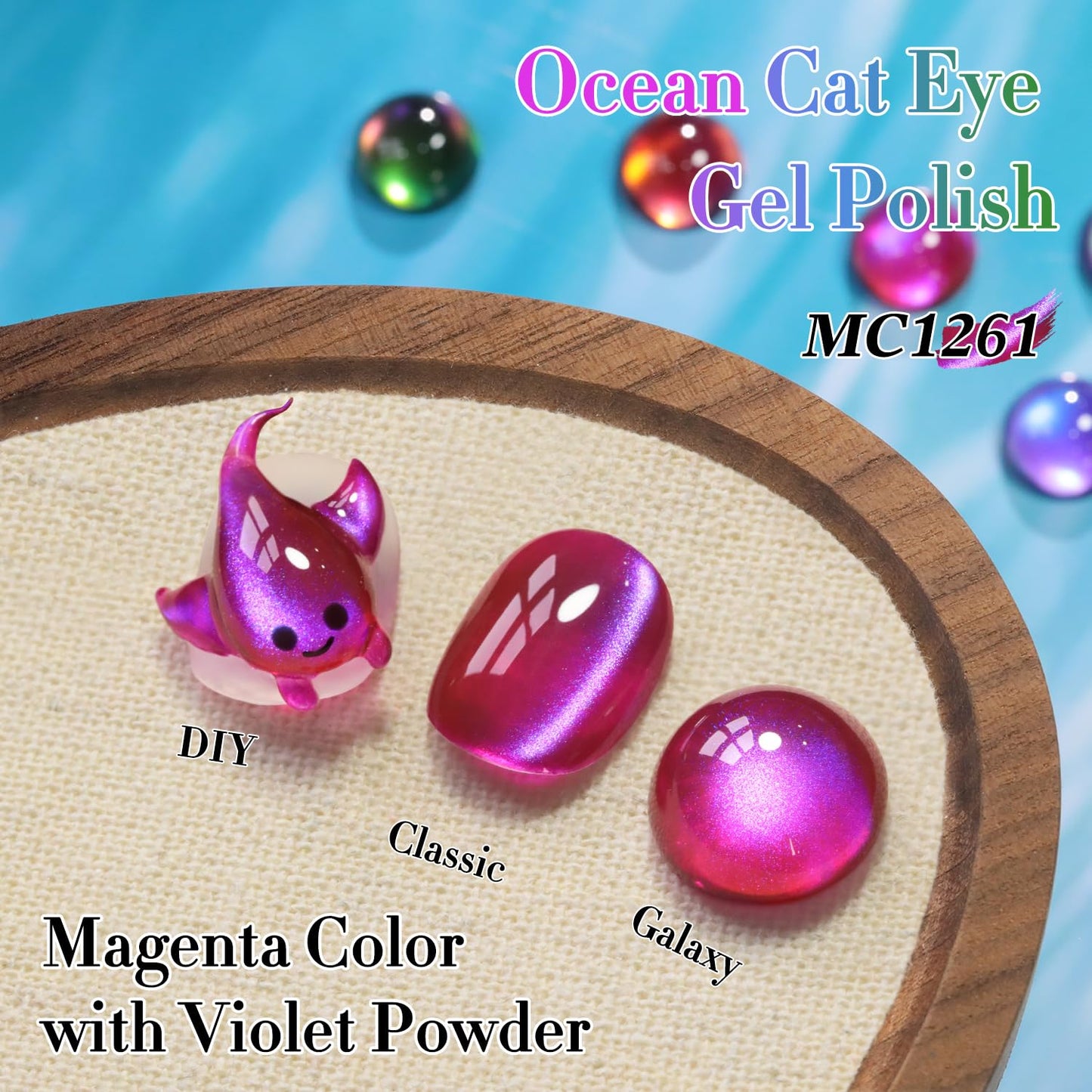 Double Rhythm 0.5 OZ Cat Eye Gel Polish with Magnet 15ML Holographic Glitter Shimmer Translucent Jelly Color Magnetic Nail Polish Salon DIY at Home (Red Purple-MC1261)